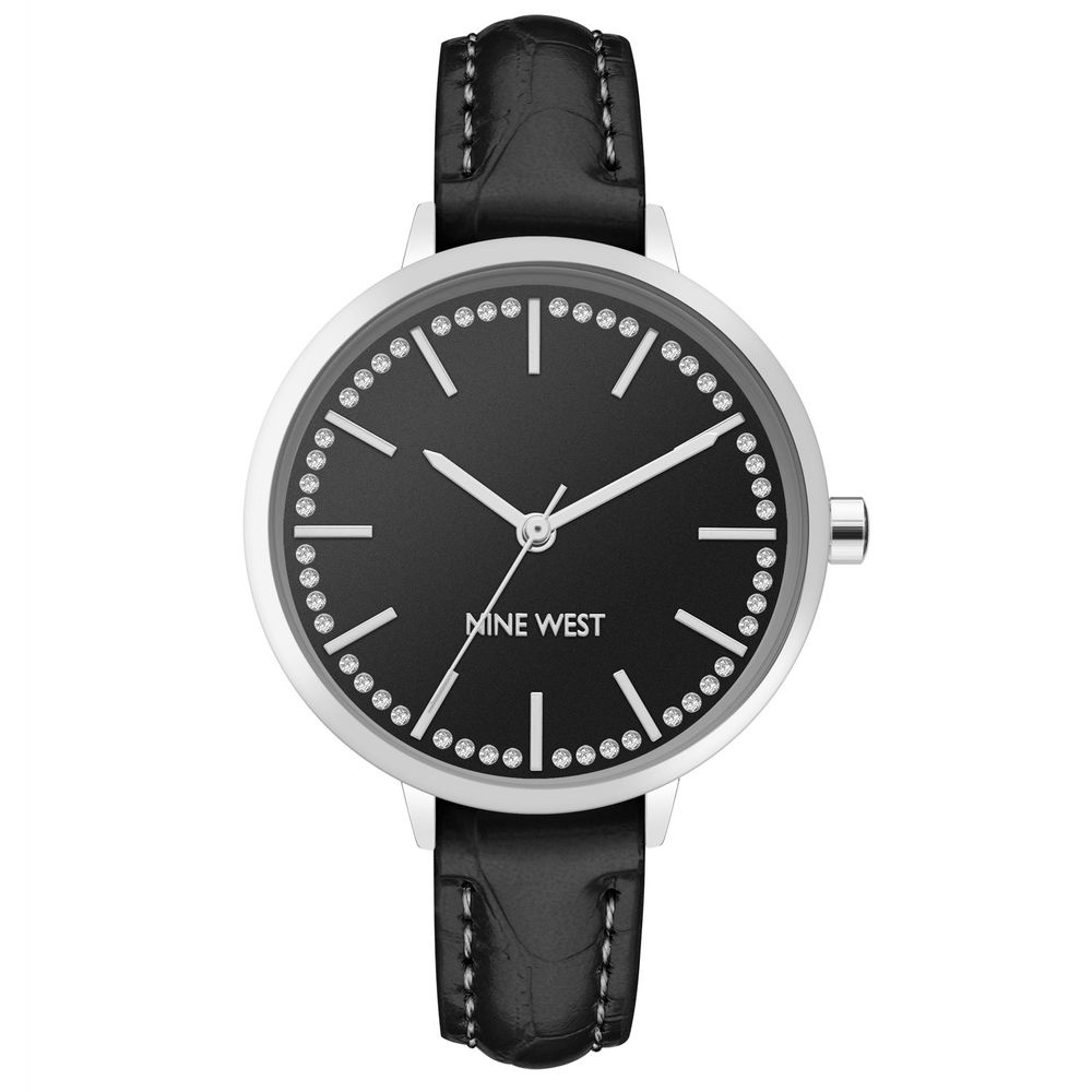 Nine West Black Leather Dress Watch | Regal Royce