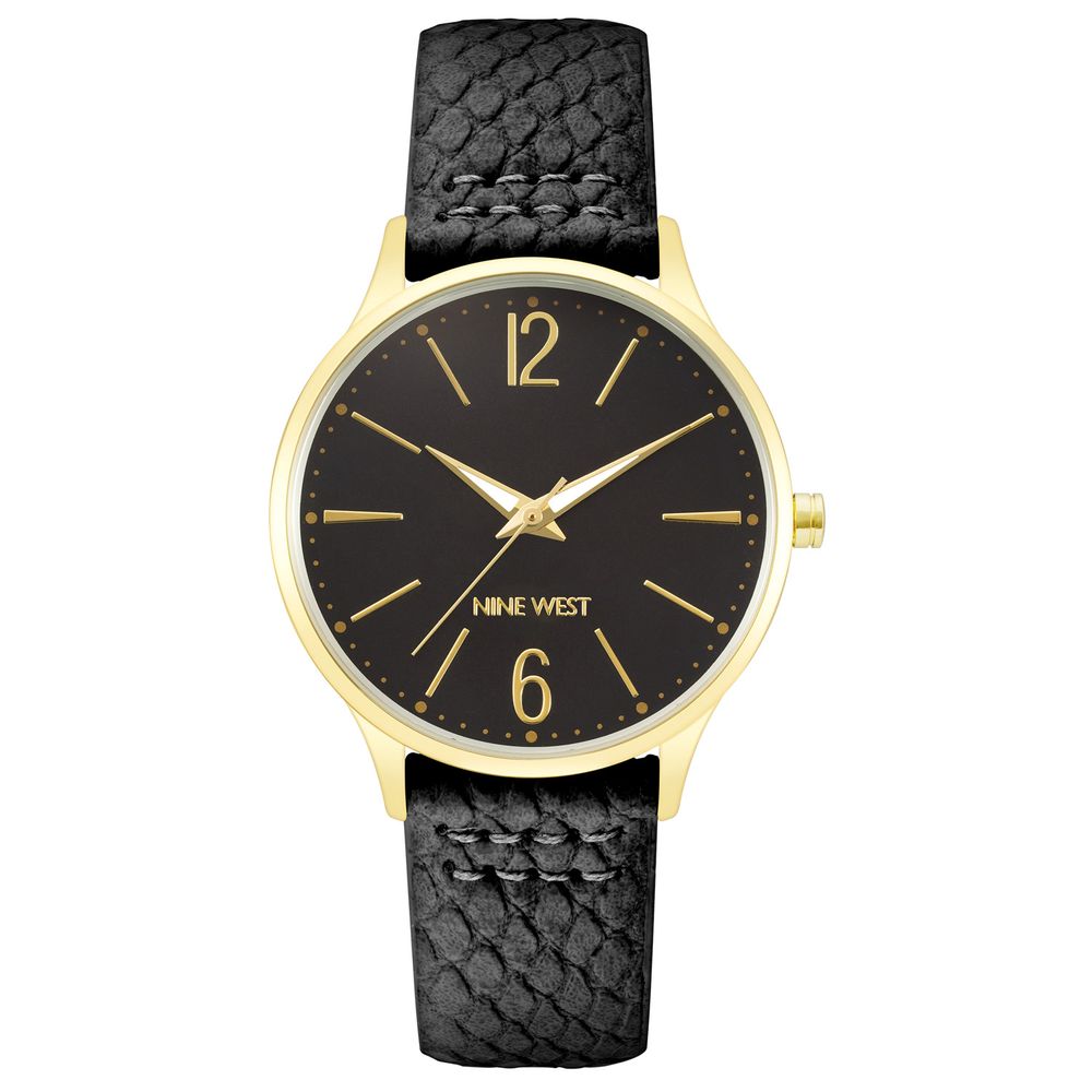 Nine West Black Leather Dress Watch | Regal Royce