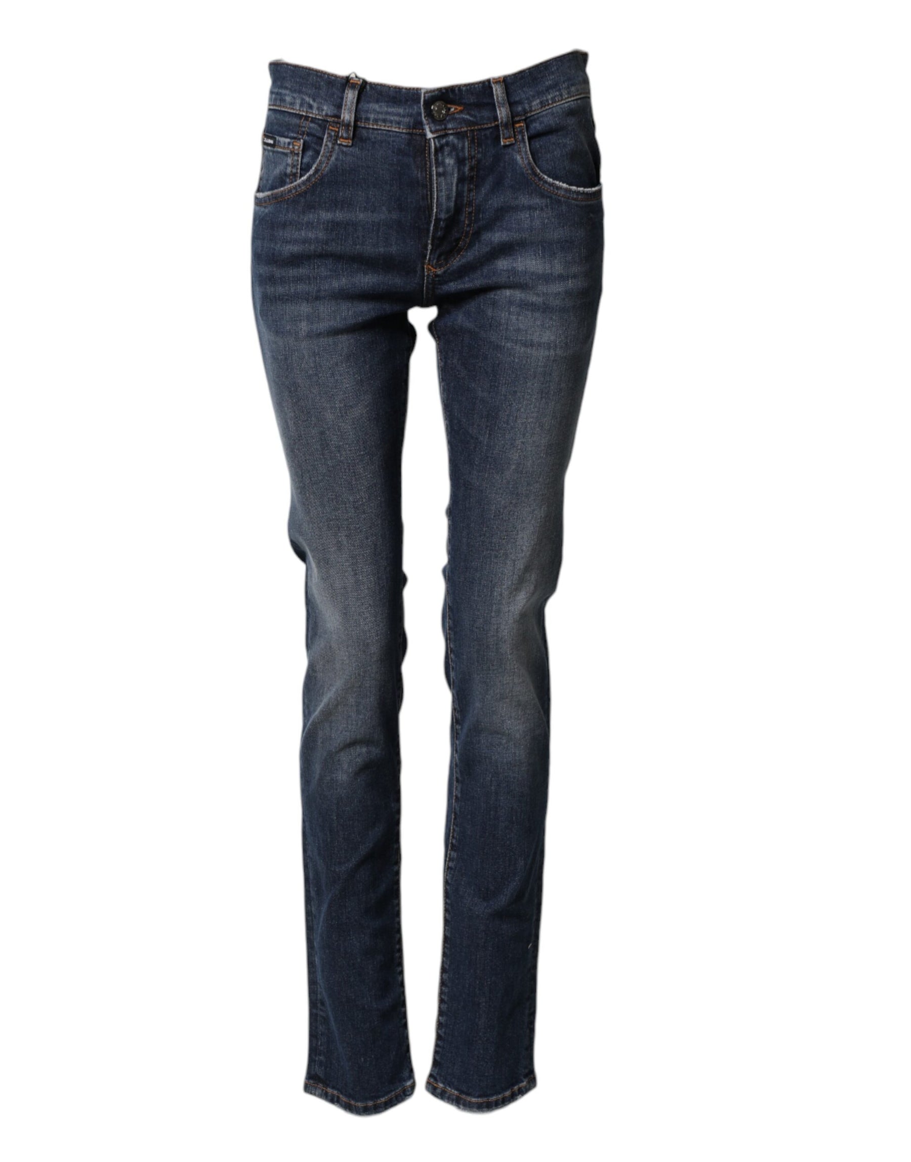 Dolce & Gabbana Blue Cotton Stretch Skinny Men Denim Jeans | Regal Royce