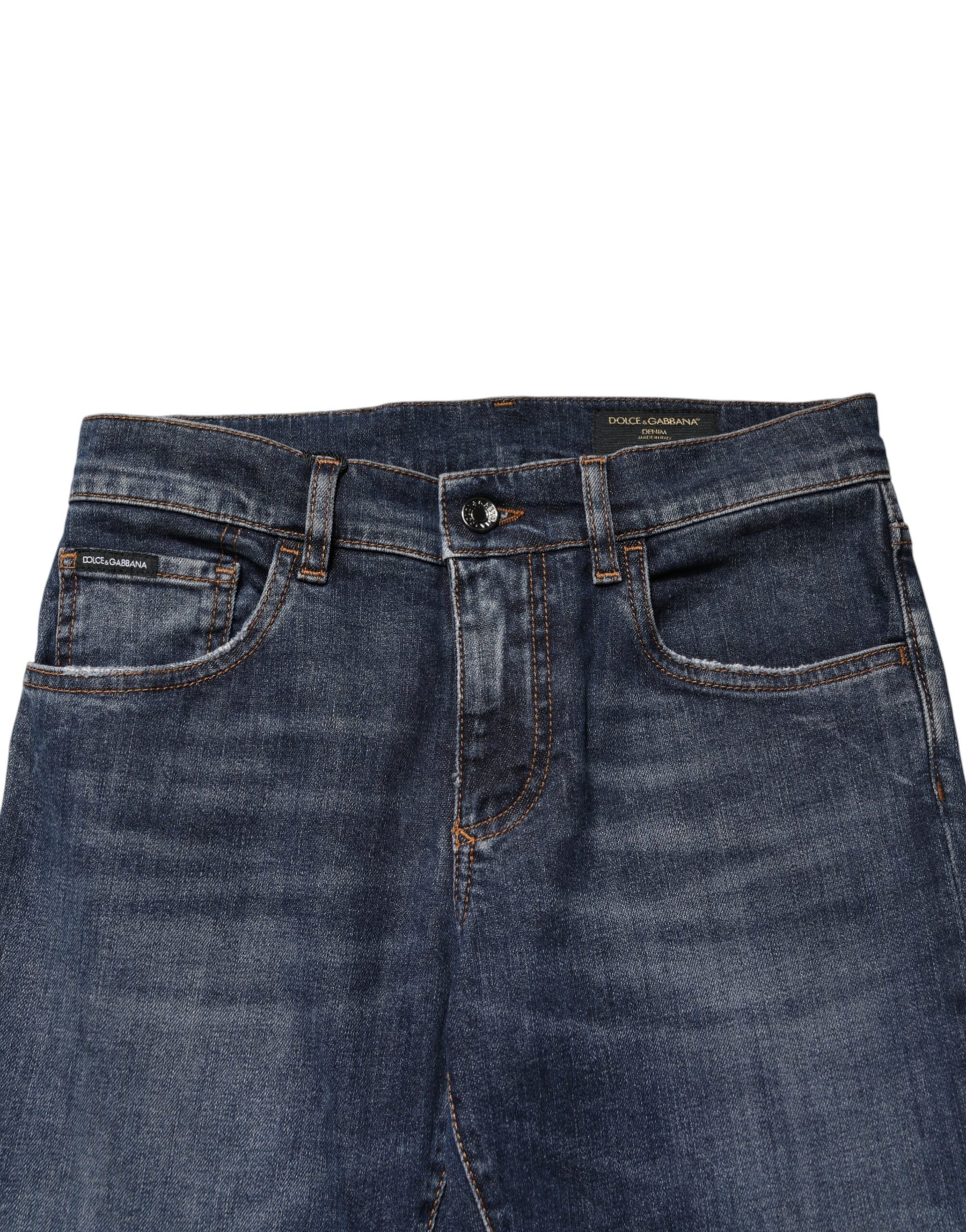 Dolce & Gabbana Blue Cotton Stretch Skinny Men Denim Jeans | Regal Royce