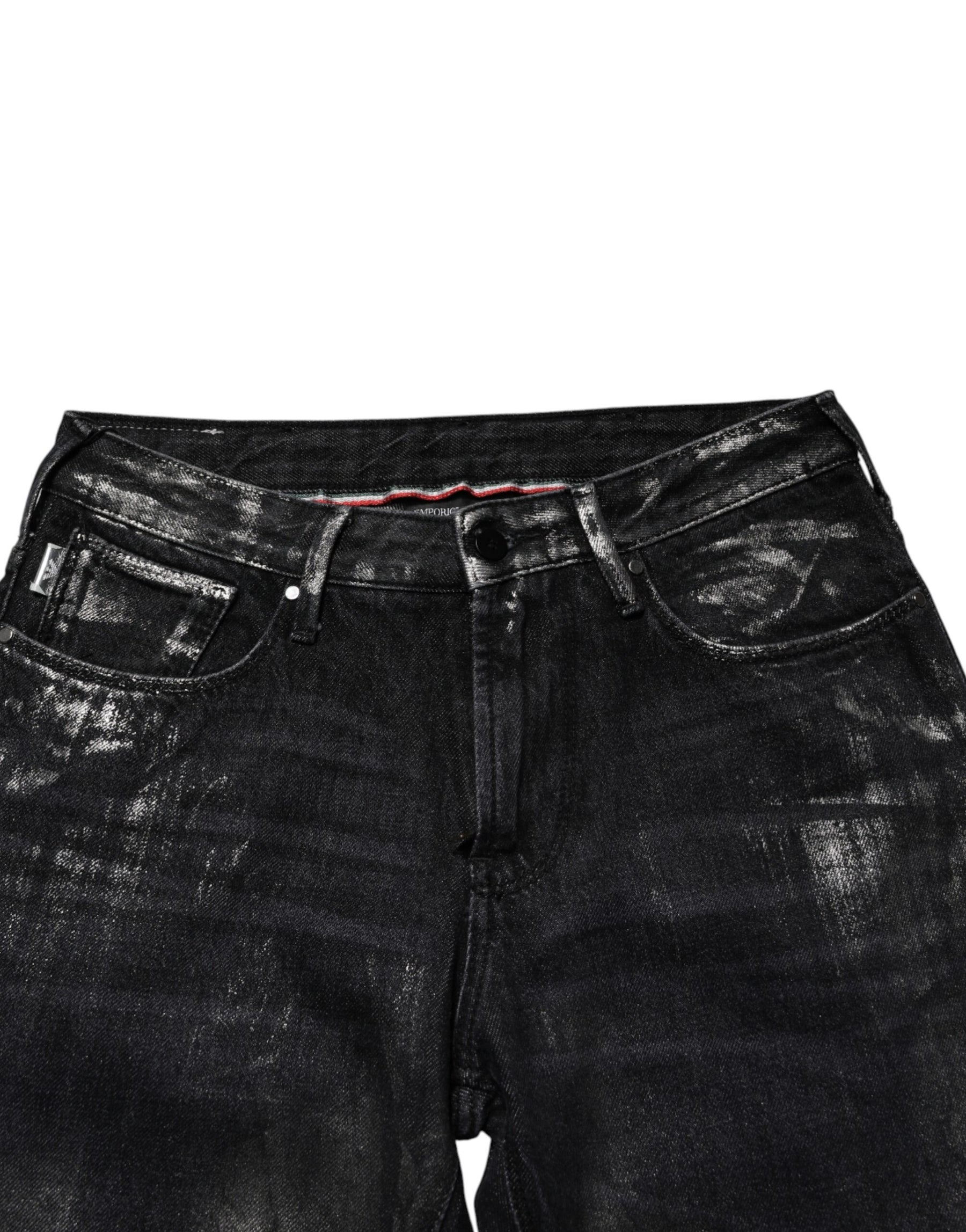 Emporio Armani Black Washed Slim Fit Men Denim Cotton Jeans | Regal Royce