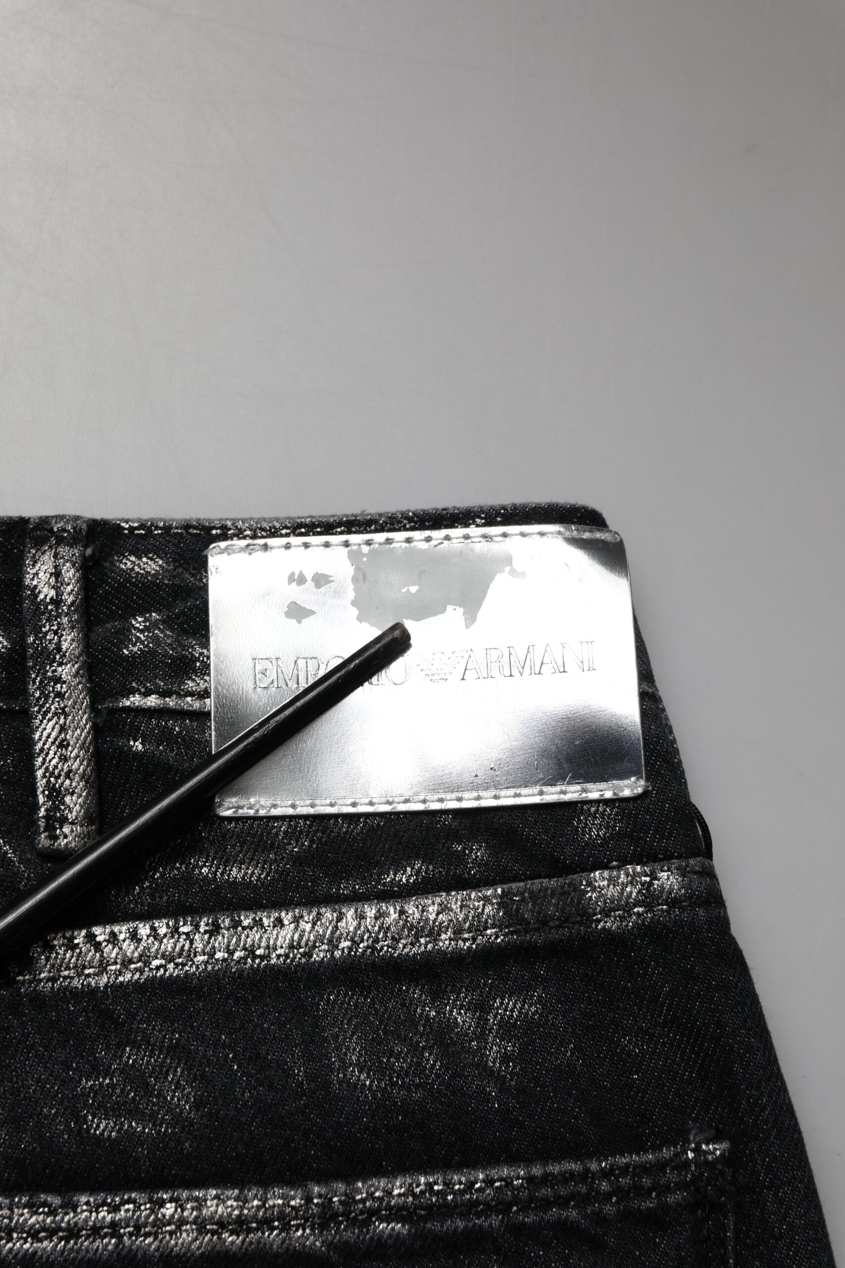 Emporio Armani Black Washed Slim Fit Men Denim Cotton Jeans | Regal Royce