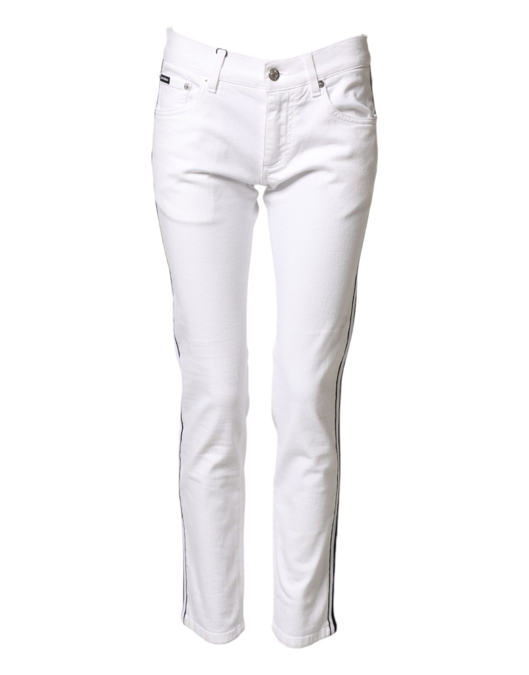 Dolce & Gabbana White Cotton Stretch Skinny Men Denim Jeans | Regal Royce