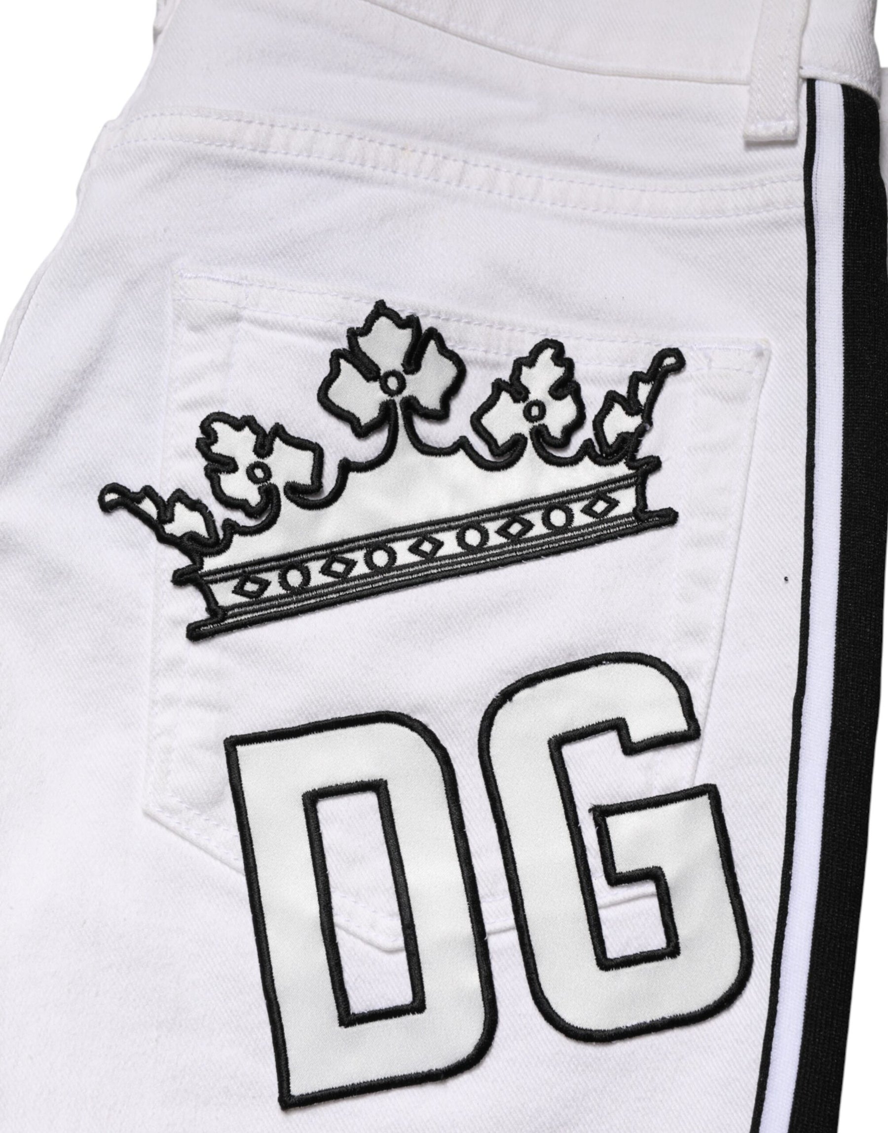 Dolce & Gabbana White Cotton Stretch Skinny Men Denim Jeans | Regal Royce