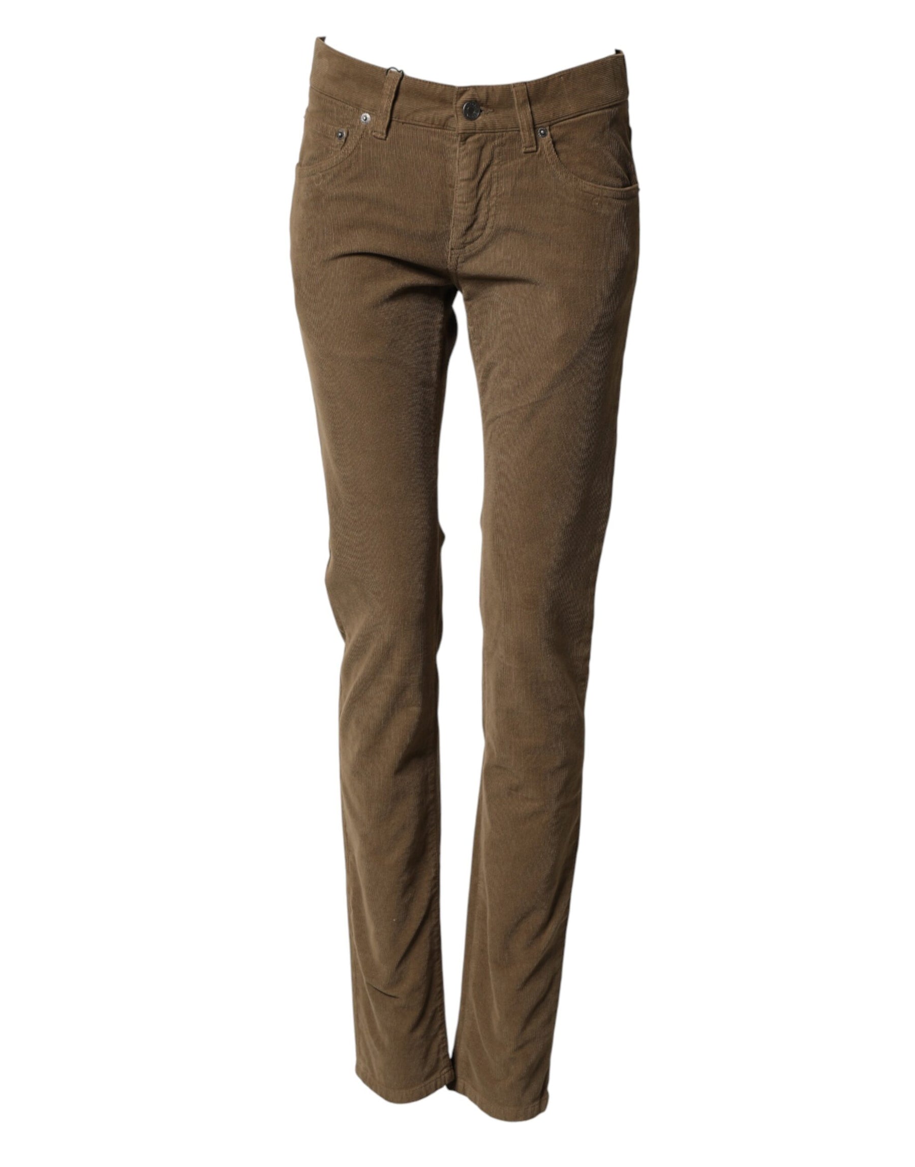 Dolce & Gabbana Brown Cotton Stretch Skinny Men Denim Jeans | Regal Royce