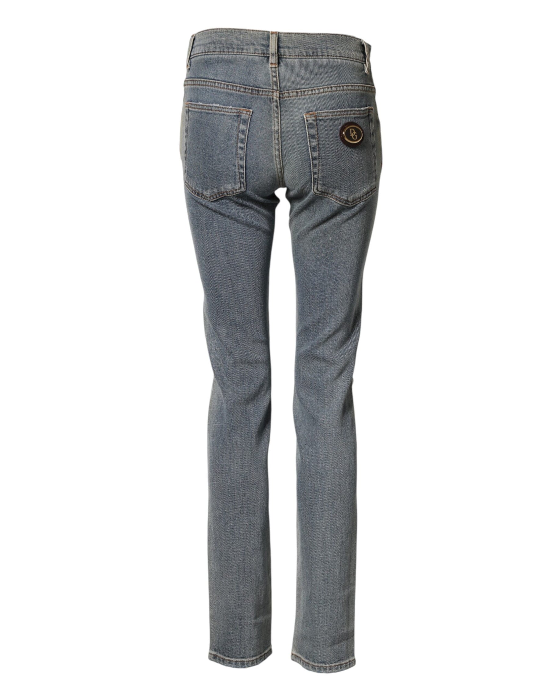 Dolce & Gabbana Blue Two Tone Cotton Men Skinny Denim Jeans | Regal Royce