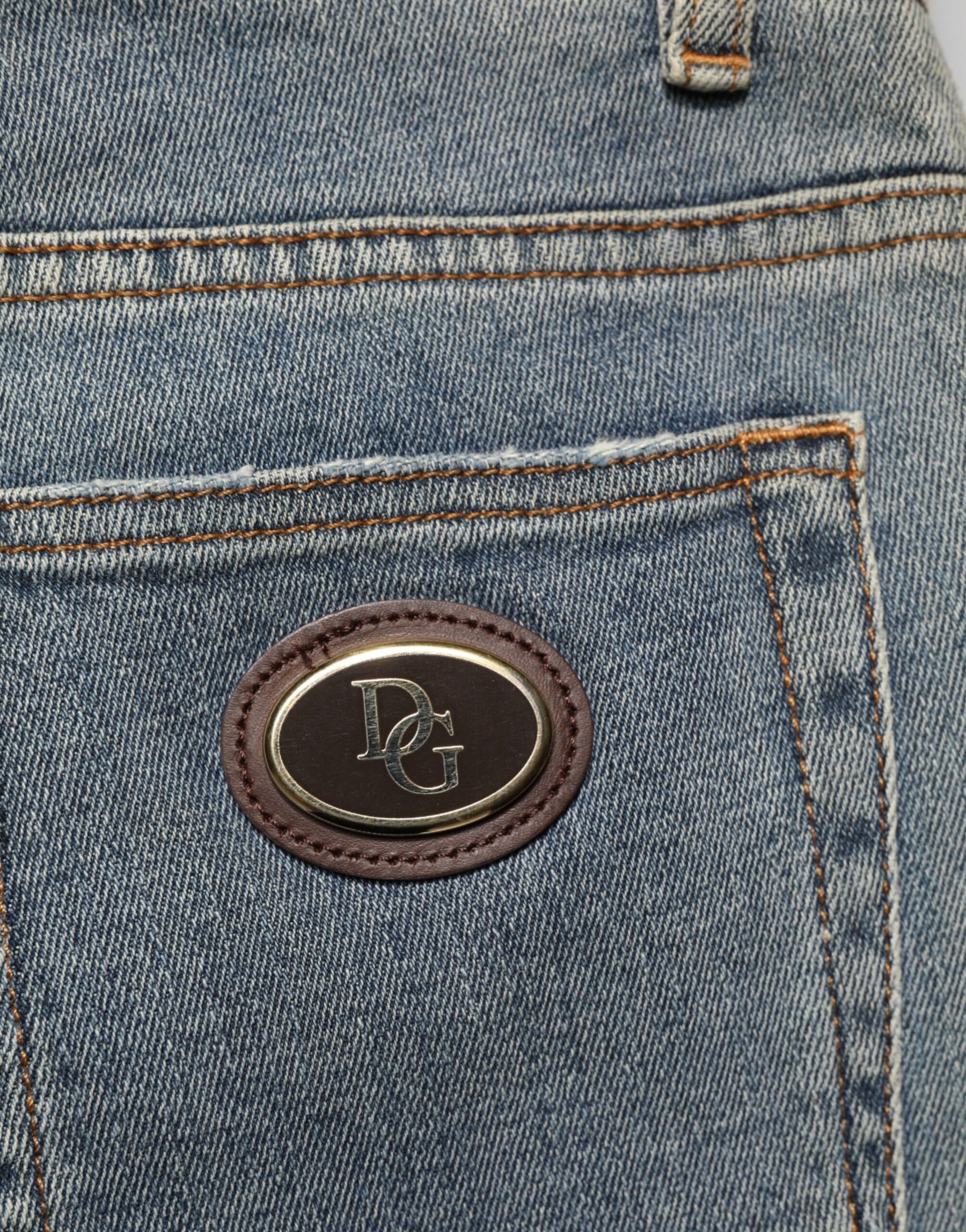 Dolce & Gabbana Blue Two Tone Cotton Men Skinny Denim Jeans | Regal Royce