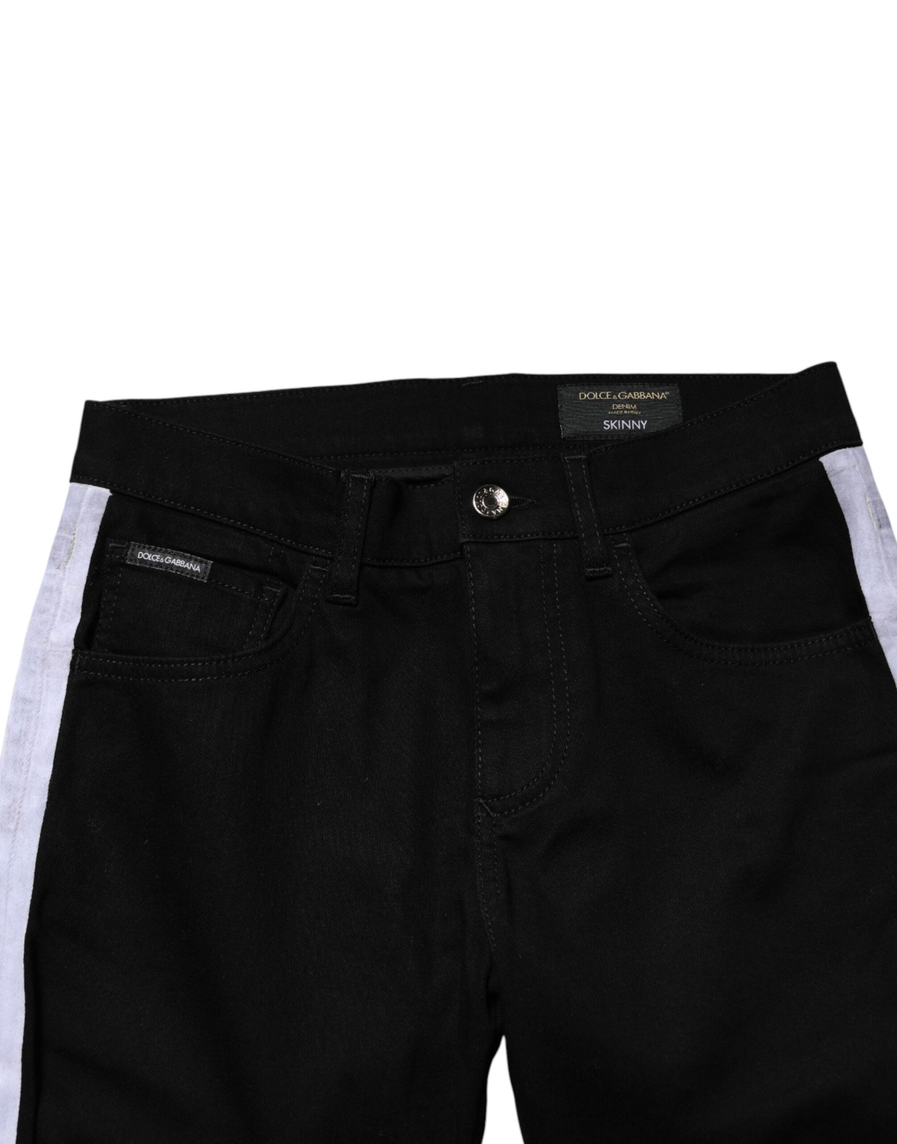 Dolce & Gabbana Black Cotton MidWaist Skinny Denim Logo Jeans | Regal Royce
