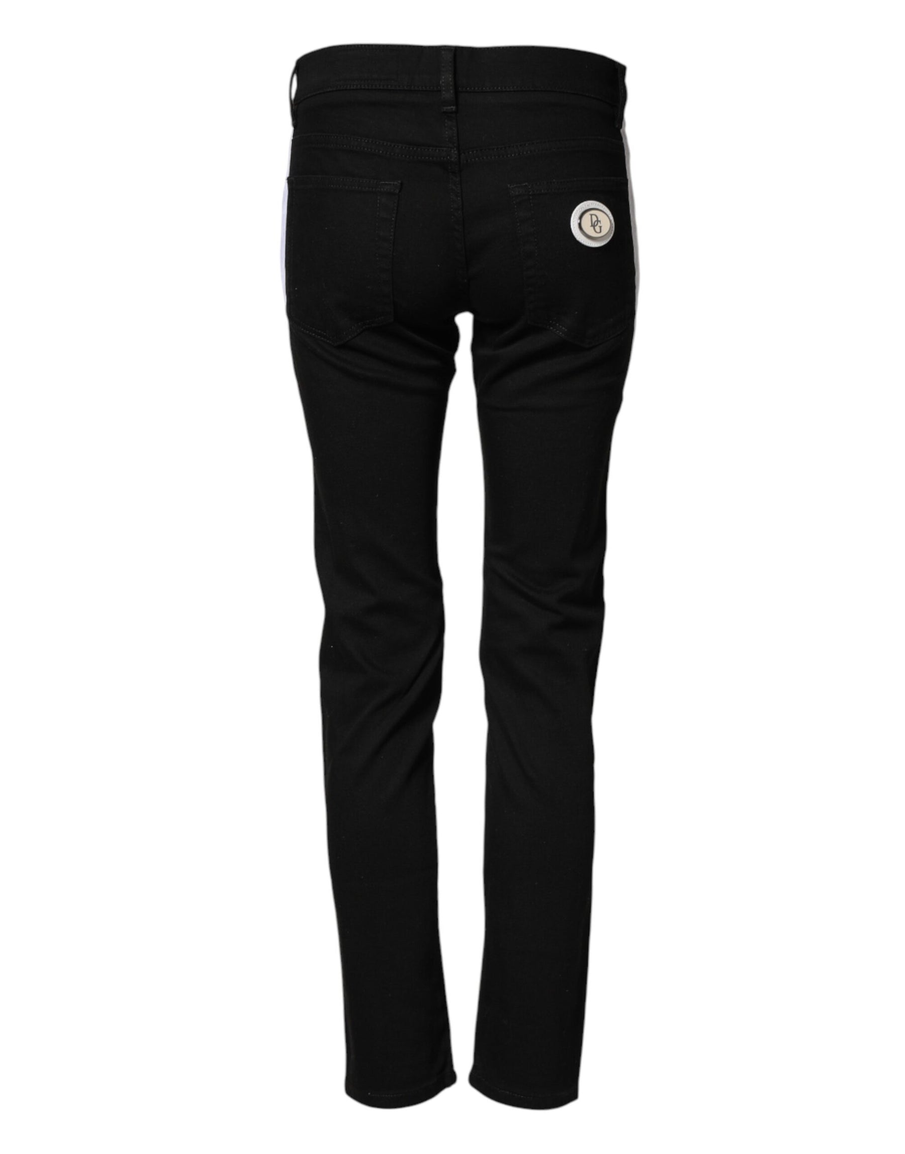 Dolce & Gabbana Black Cotton MidWaist Skinny Denim Logo Jeans | Regal Royce