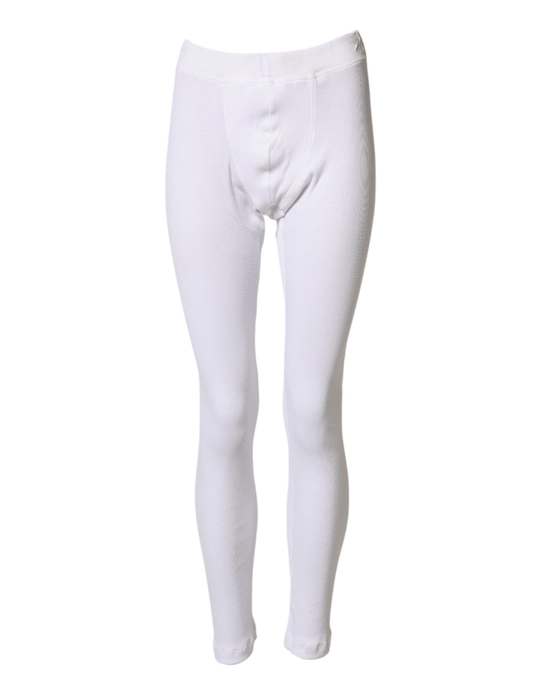 Dolce & Gabbana White Cotton Mid Waist Tights Leggings Pants | Regal Royce