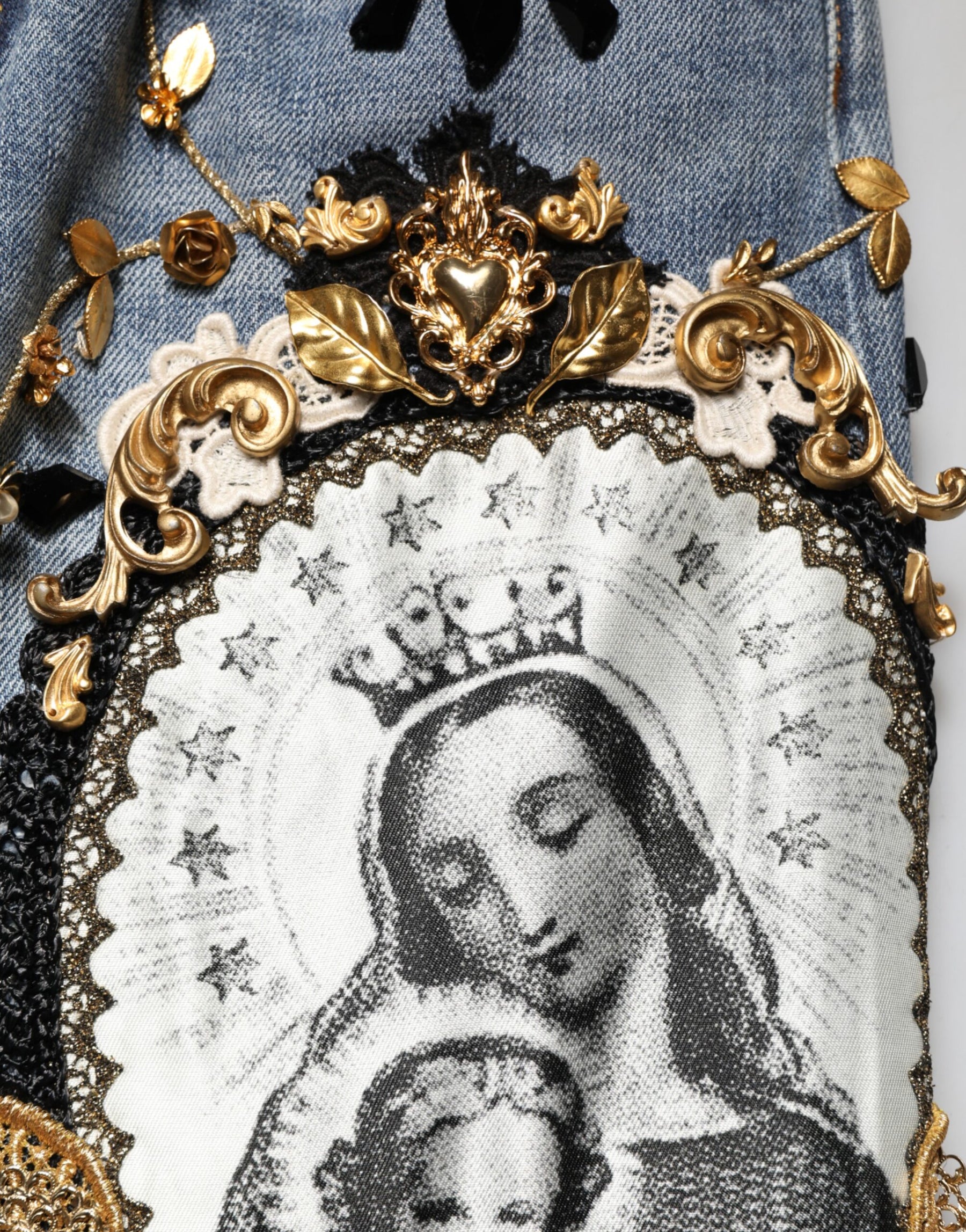Dolce & Gabbana Blue Ripped Embellished Cotton Denim Jeans | Regal Royce