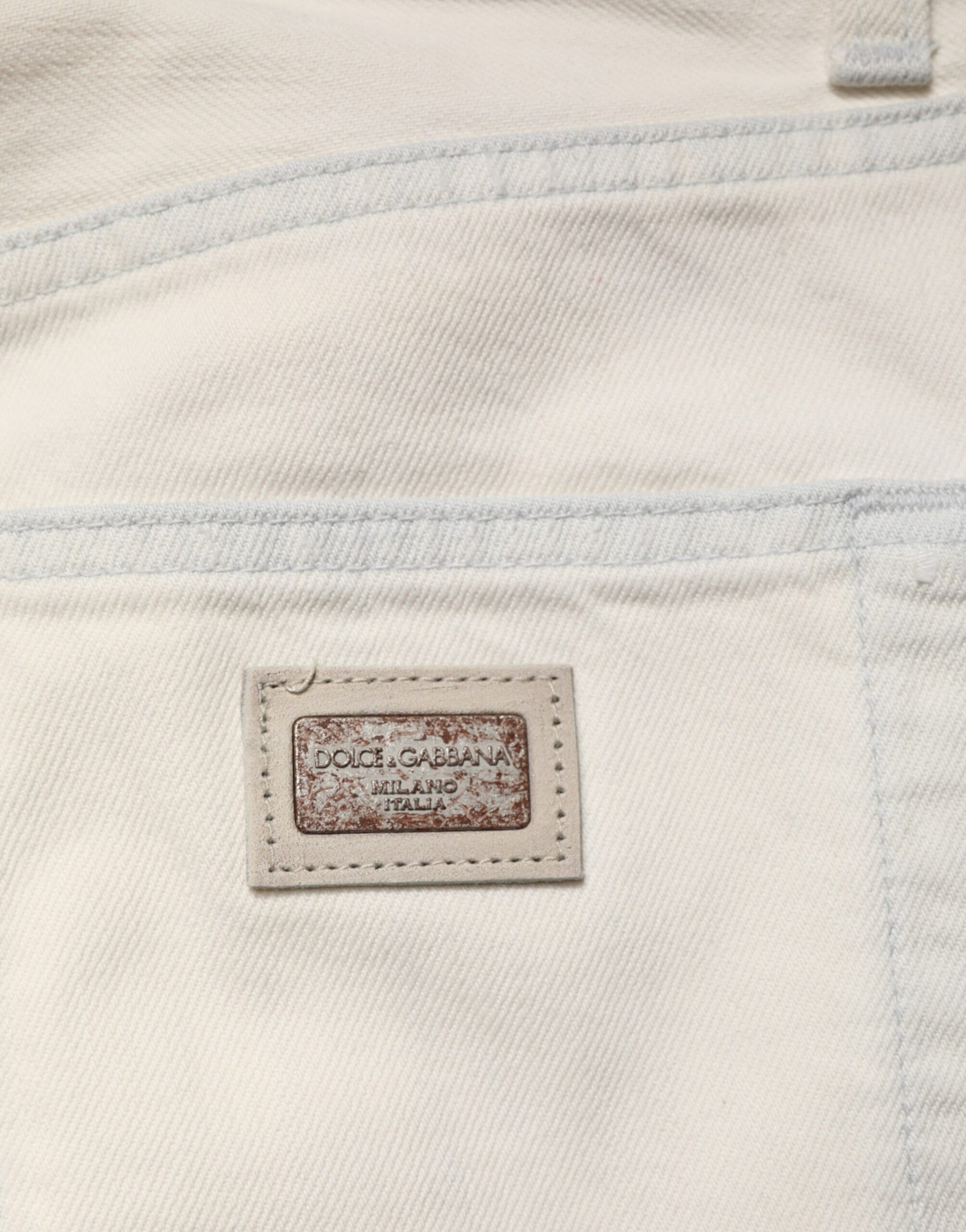 Dolce & Gabbana White Cotton Skinny Denim Trouser Men Jeans | Regal Royce