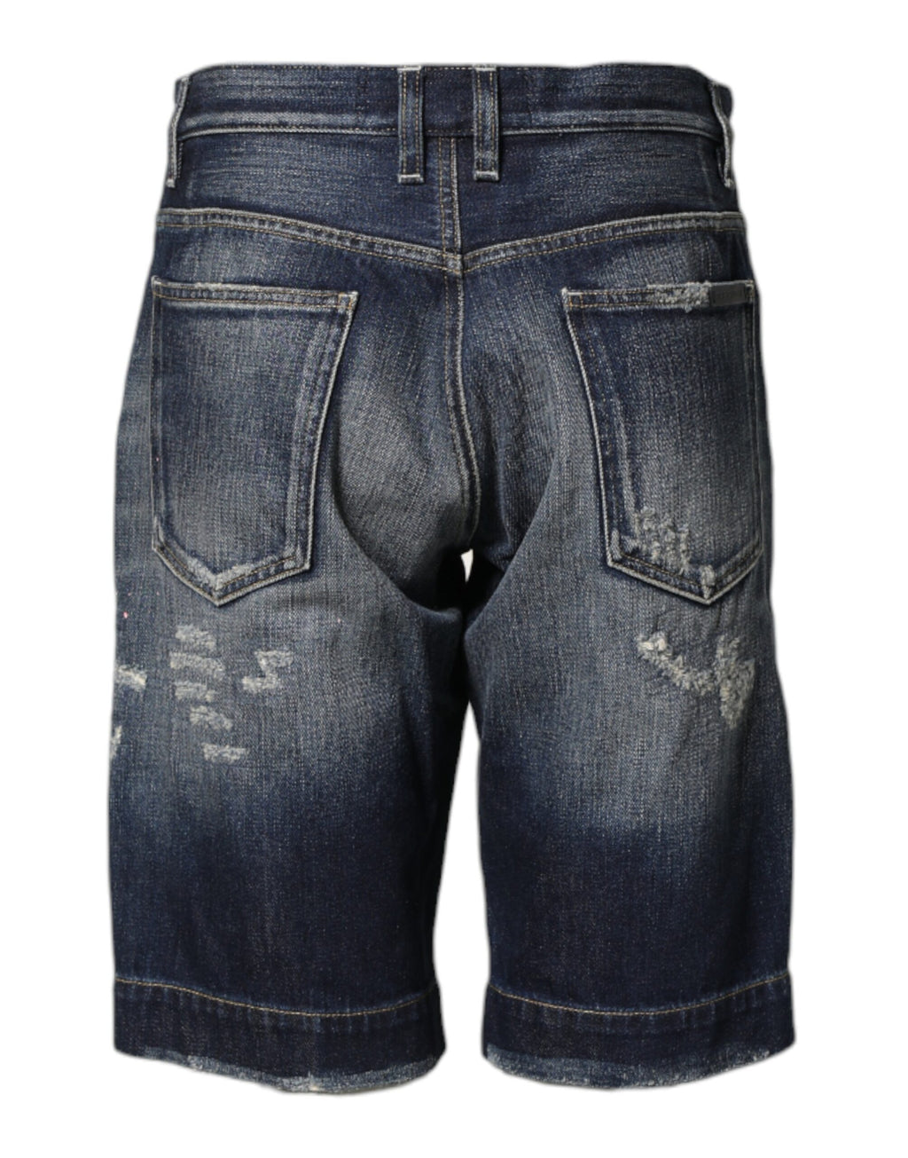 Dolce & Gabbana Blue Cotton Distressed Denim Bermuda Shorts