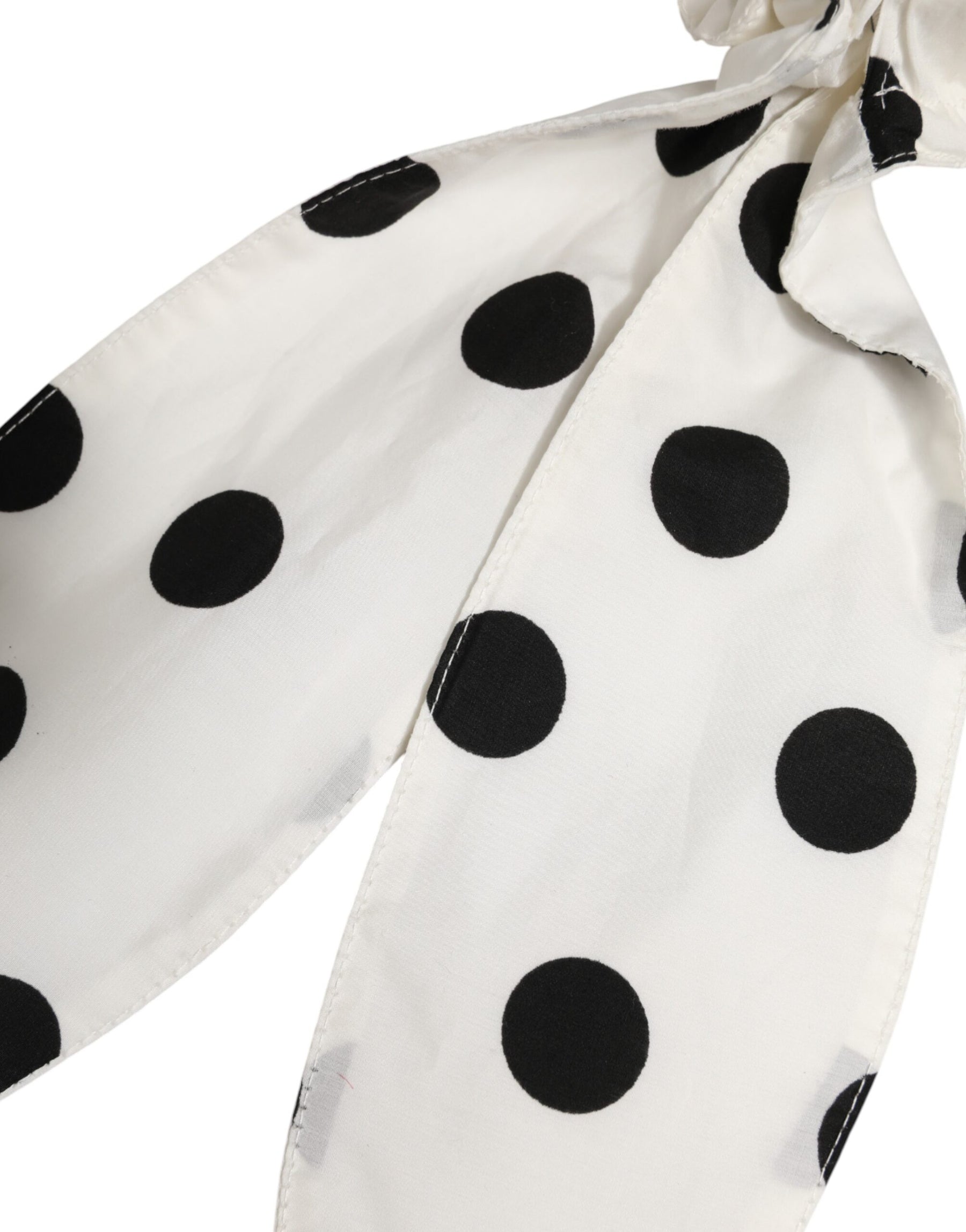 Dolce & Gabbana Scrunchie White Cotton Polka Dot Scarf Tie Accessory Hair | Regal Royce