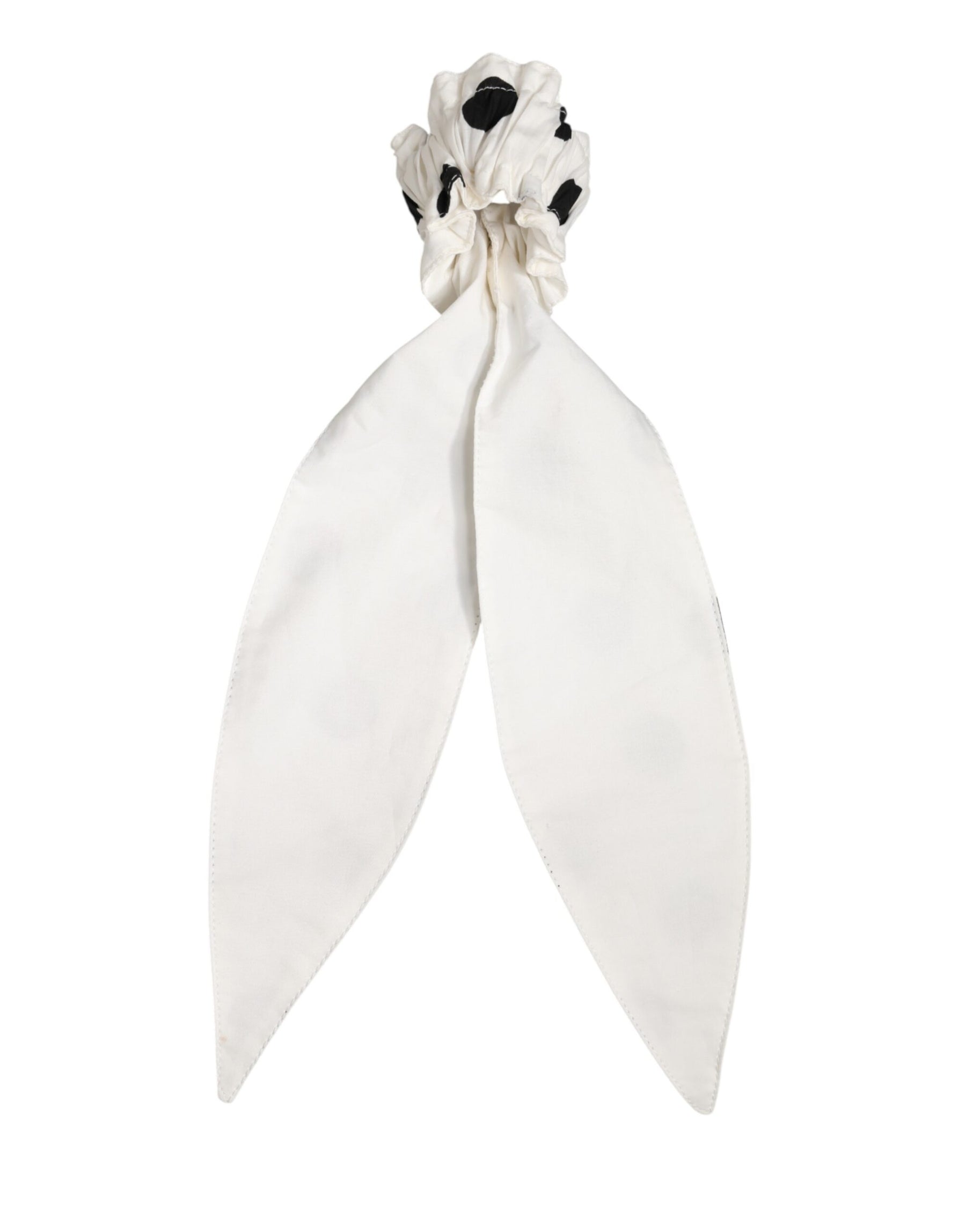 Dolce & Gabbana Scrunchie White Cotton Polka Dot Scarf Tie Accessory Hair | Regal Royce