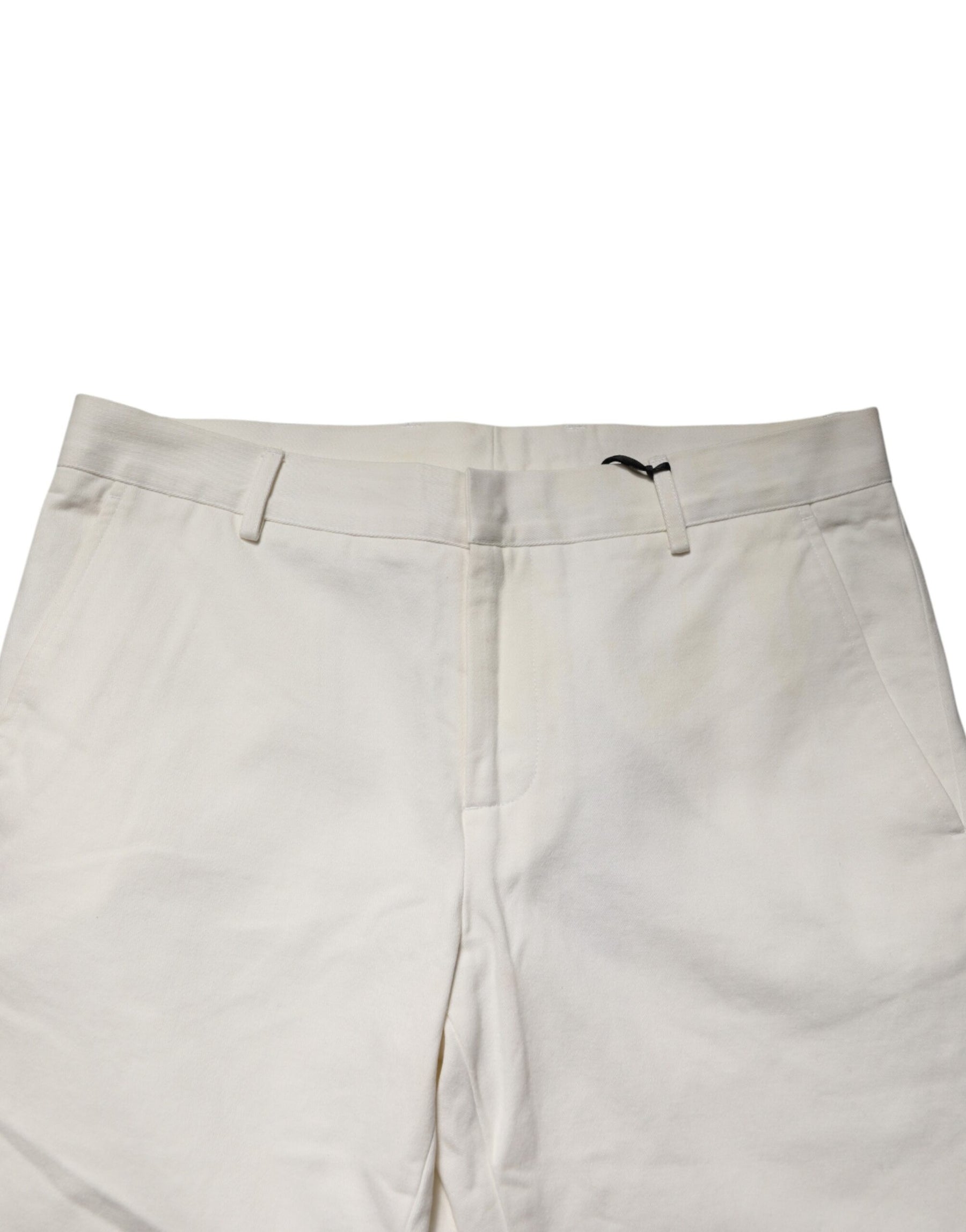 Daniele Alessandrini White Cotton Straight Chino Trouser Pants | Regal Royce