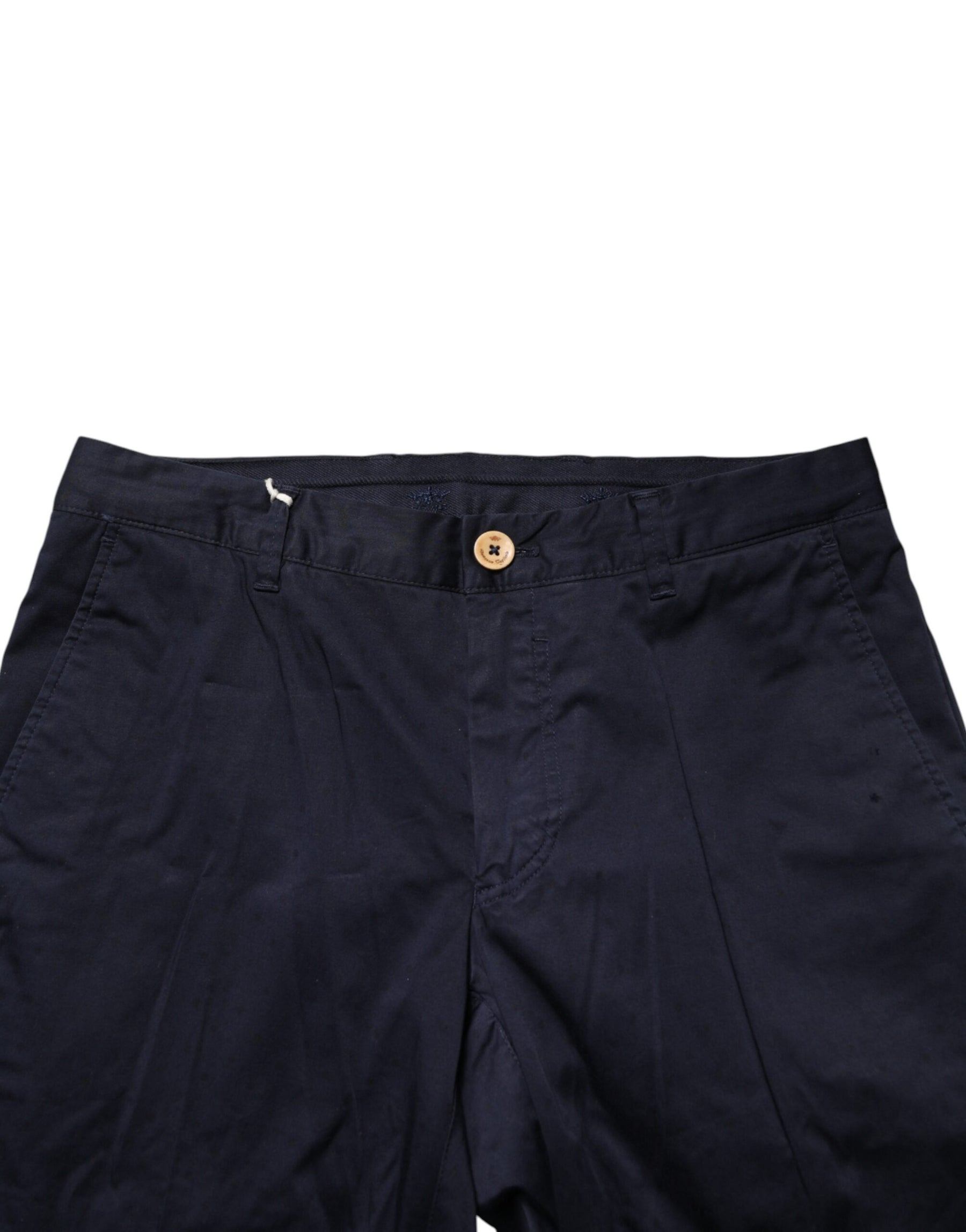 Domenico Tagliente Dark Blue Cotton Skinny Men Trouser Pants | Regal Royce
