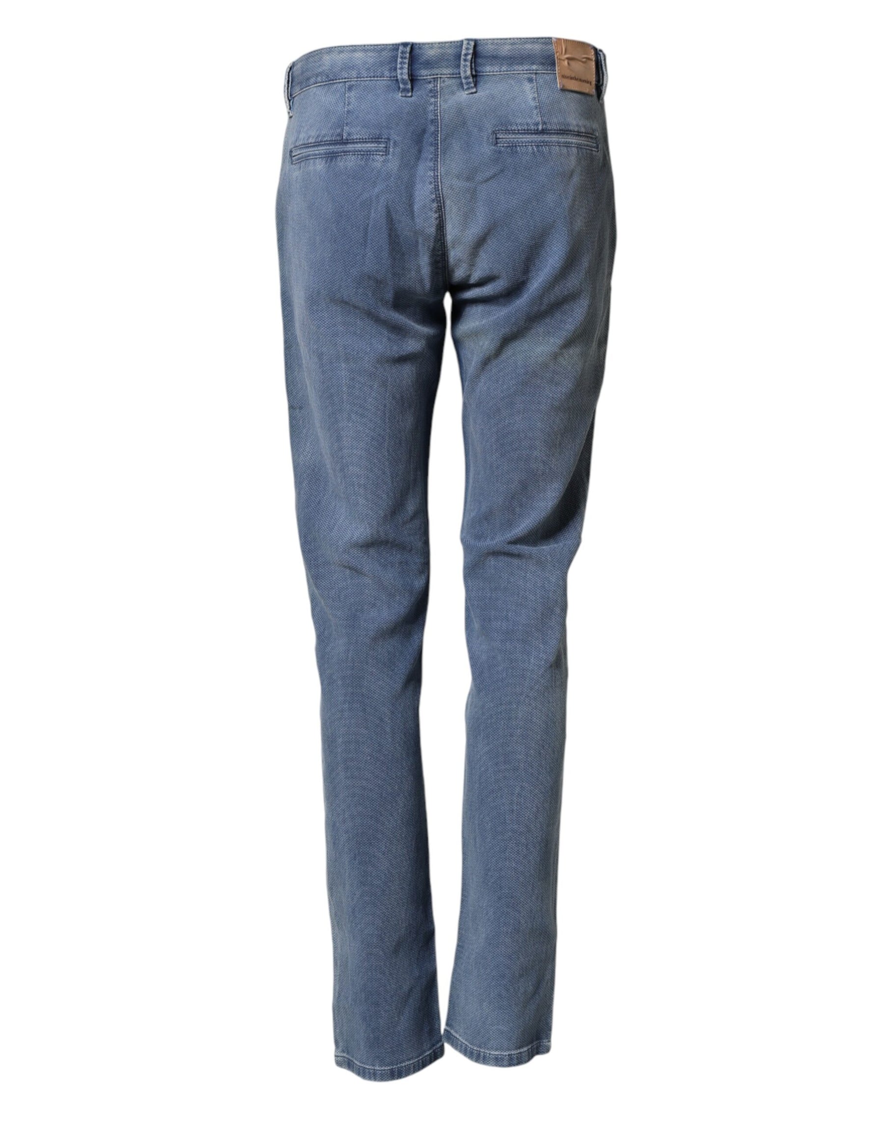 Nine In The Morning Blue Cotton Stretch Men Chino Trouser Pants | Regal Royce