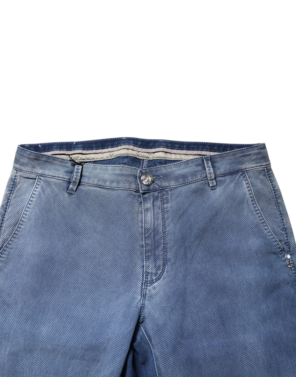 Nine In The Morning Blue Cotton Stretch Men Chino Trouser Pants