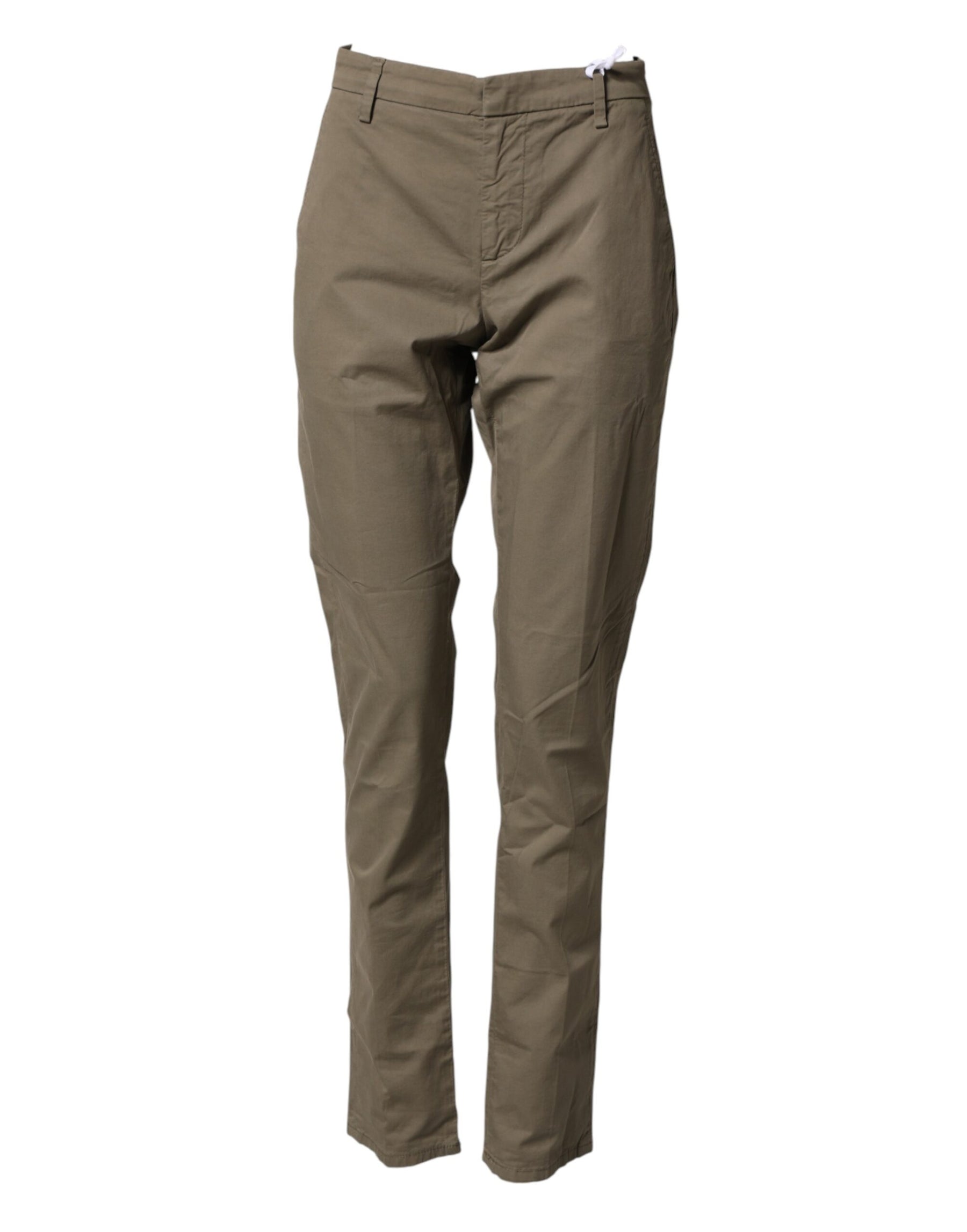 Dondup Beige Cotton Stretch Straight Chino Men Trouser Pants | Regal Royce