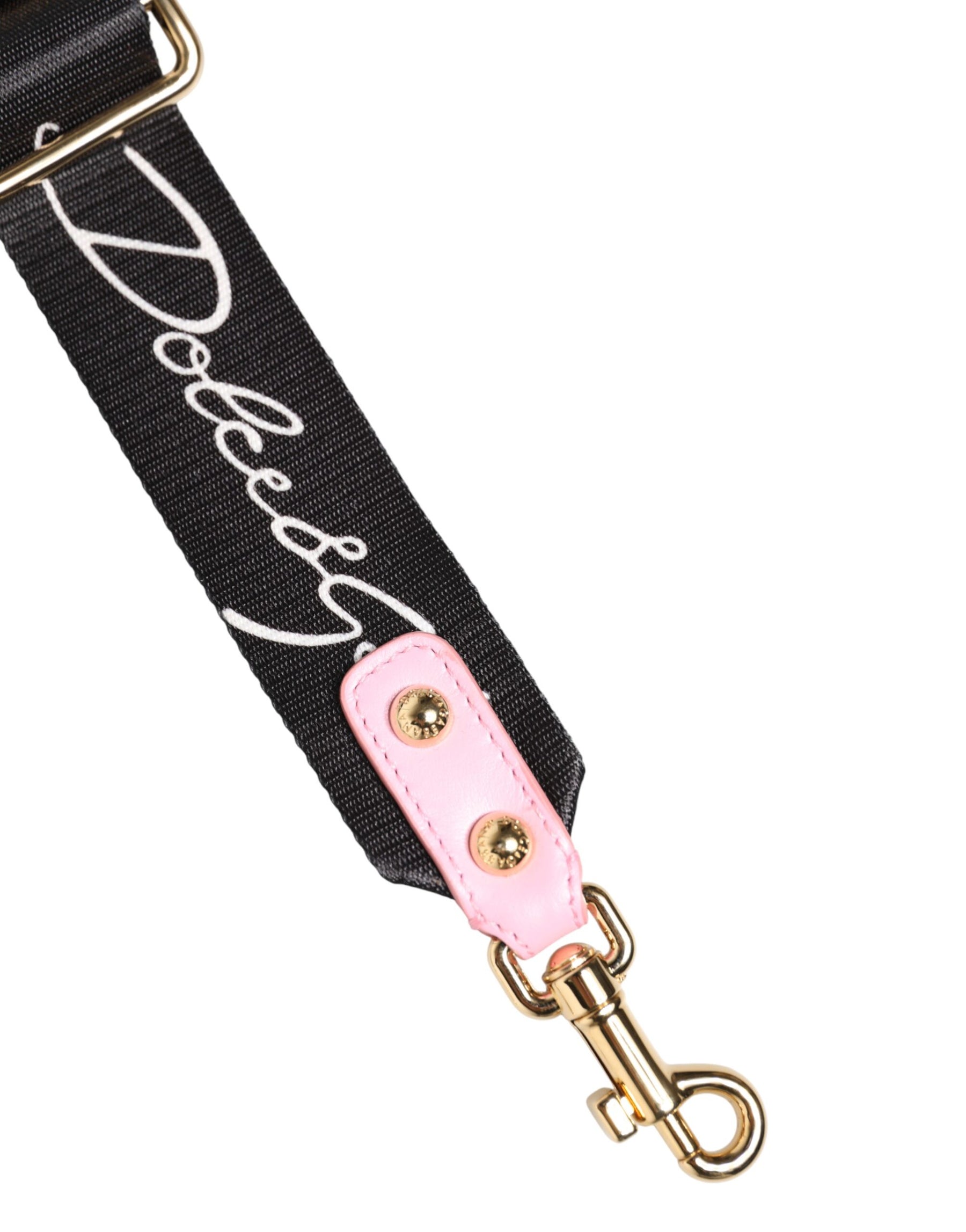 Dolce & Gabbana Strap Black Pink Canvas Heart Logo Bag Accessory Shoulder | Regal Royce