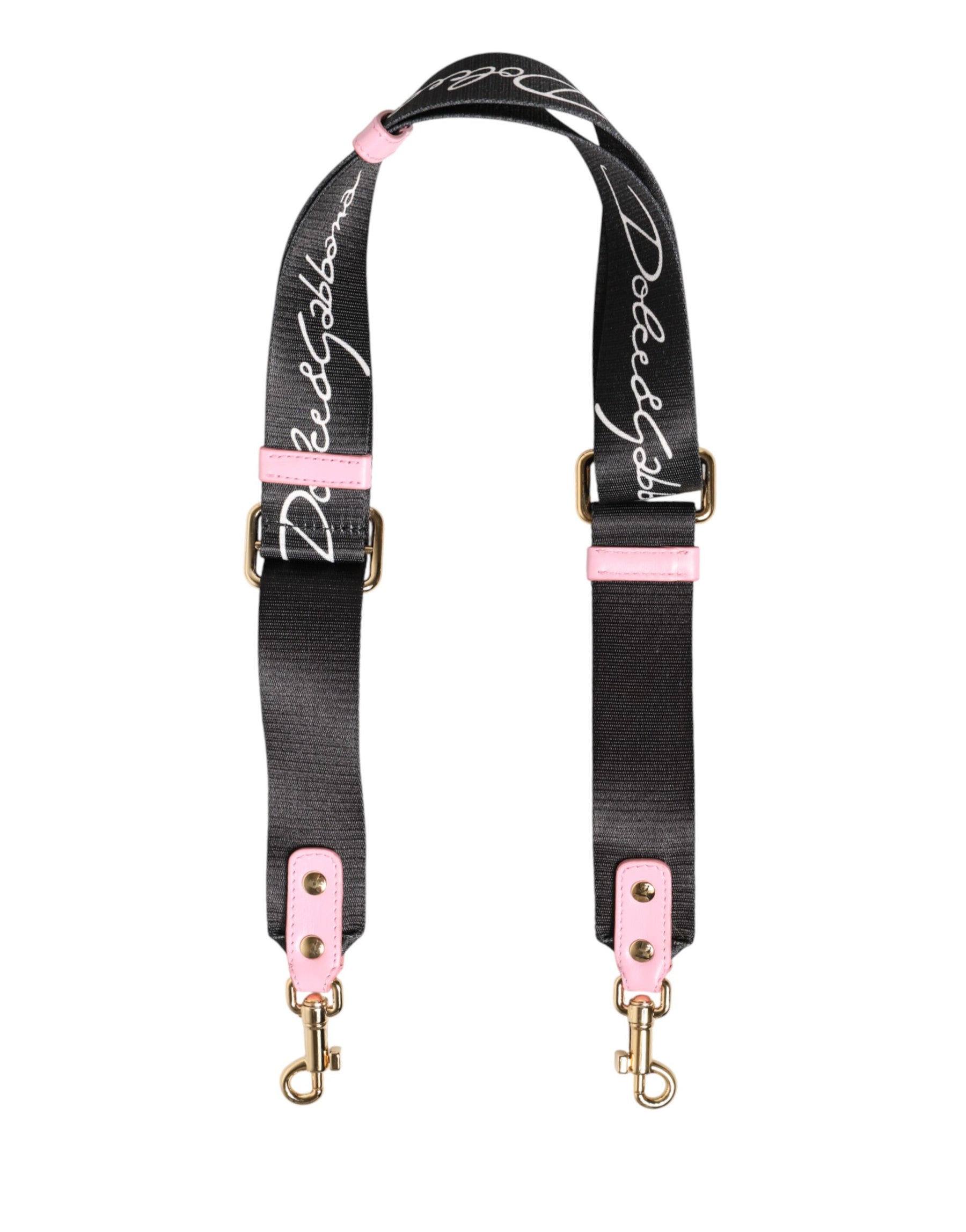 Dolce & Gabbana Strap Black Pink Canvas Heart Logo Bag Accessory Shoulder | Regal Royce