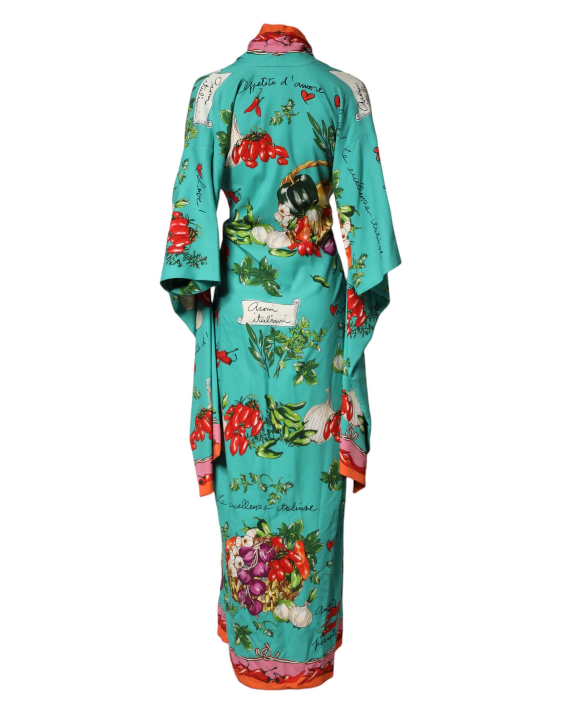 Dolce & Gabbana Green Printed Long Sleeve Wrap Coat Dress | Regal Royce