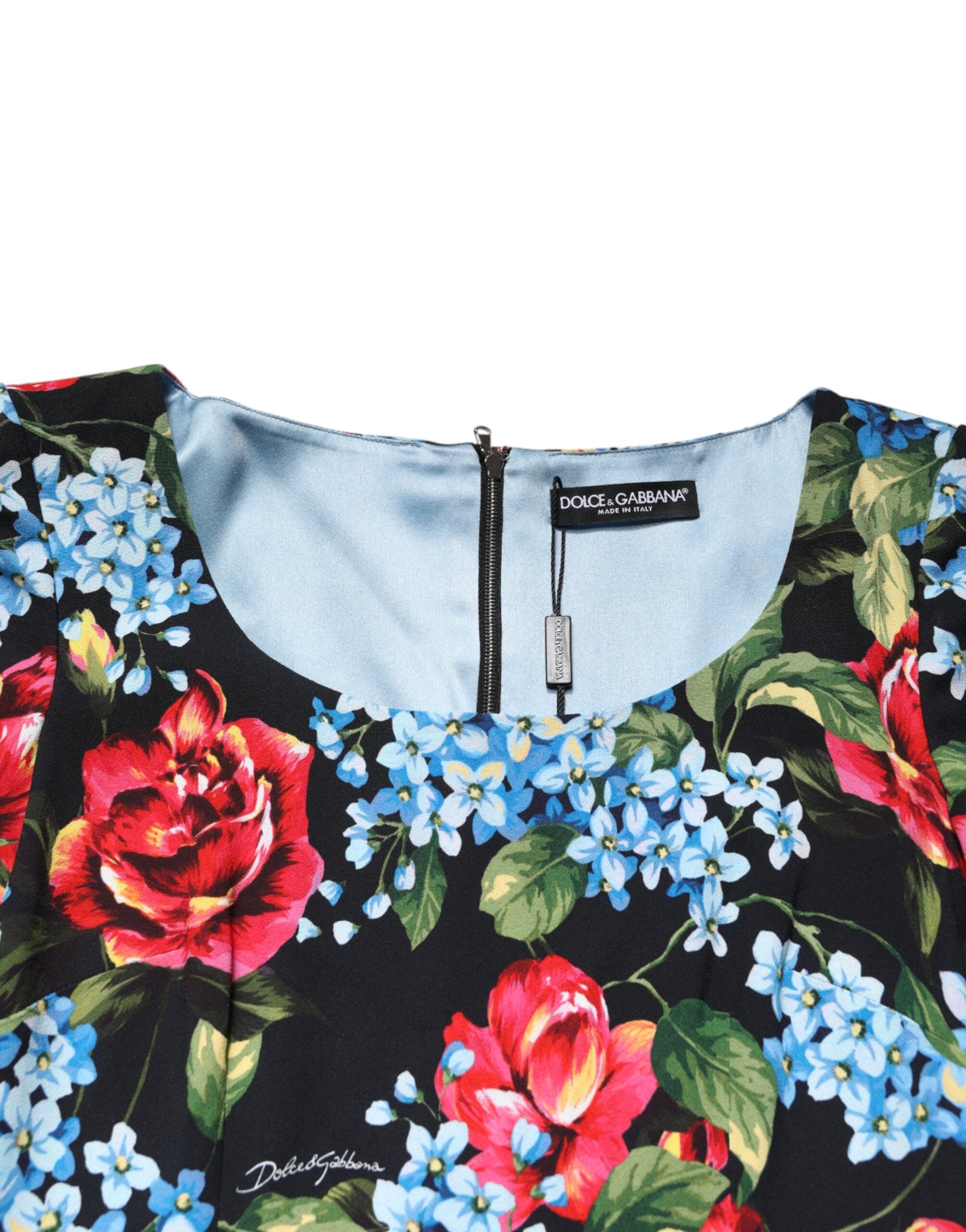 Dolce & Gabbana Black Floral Print Viscose Sheath Midi Dress | Regal Royce