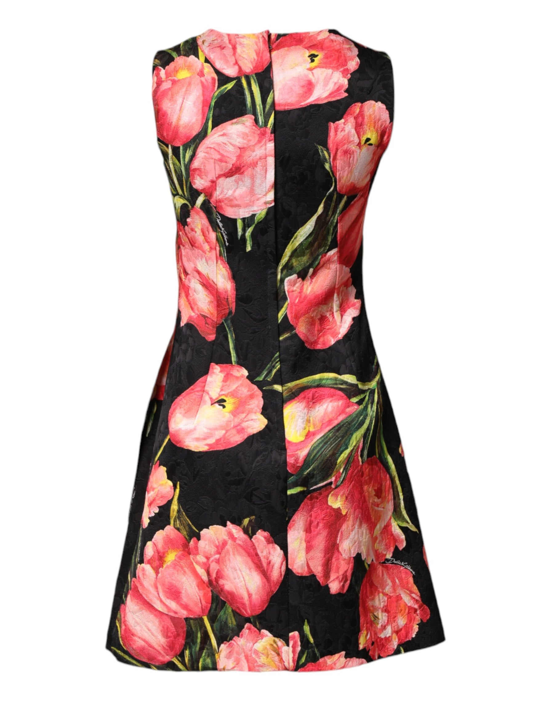 Dolce & Gabbana Black Floral Print Viscose A-line Mini  Dress | Regal Royce