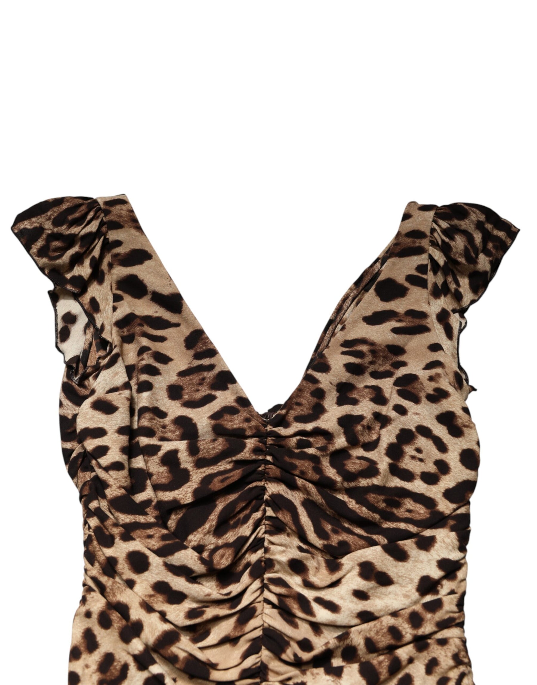 Dolce & Gabbana Brown Leopard Sleeveless Sheath Midi Dress | Regal Royce