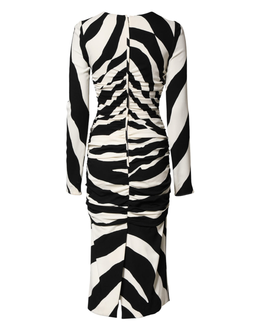 Dolce & Gabbana Black White Zebra Viscose Sheath Midi Dress