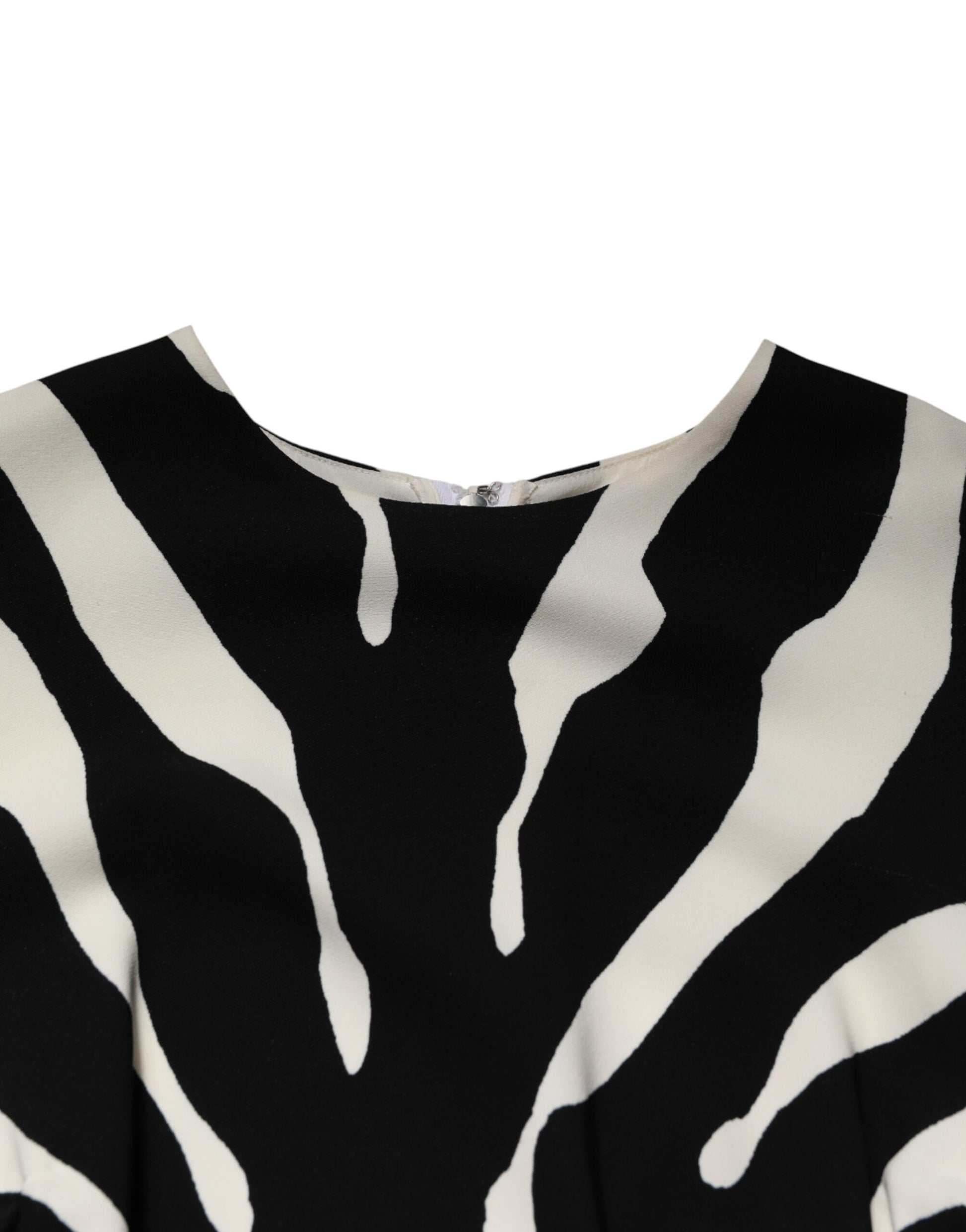 Dolce & Gabbana Black White Zebra Viscose Sheath Midi Dress