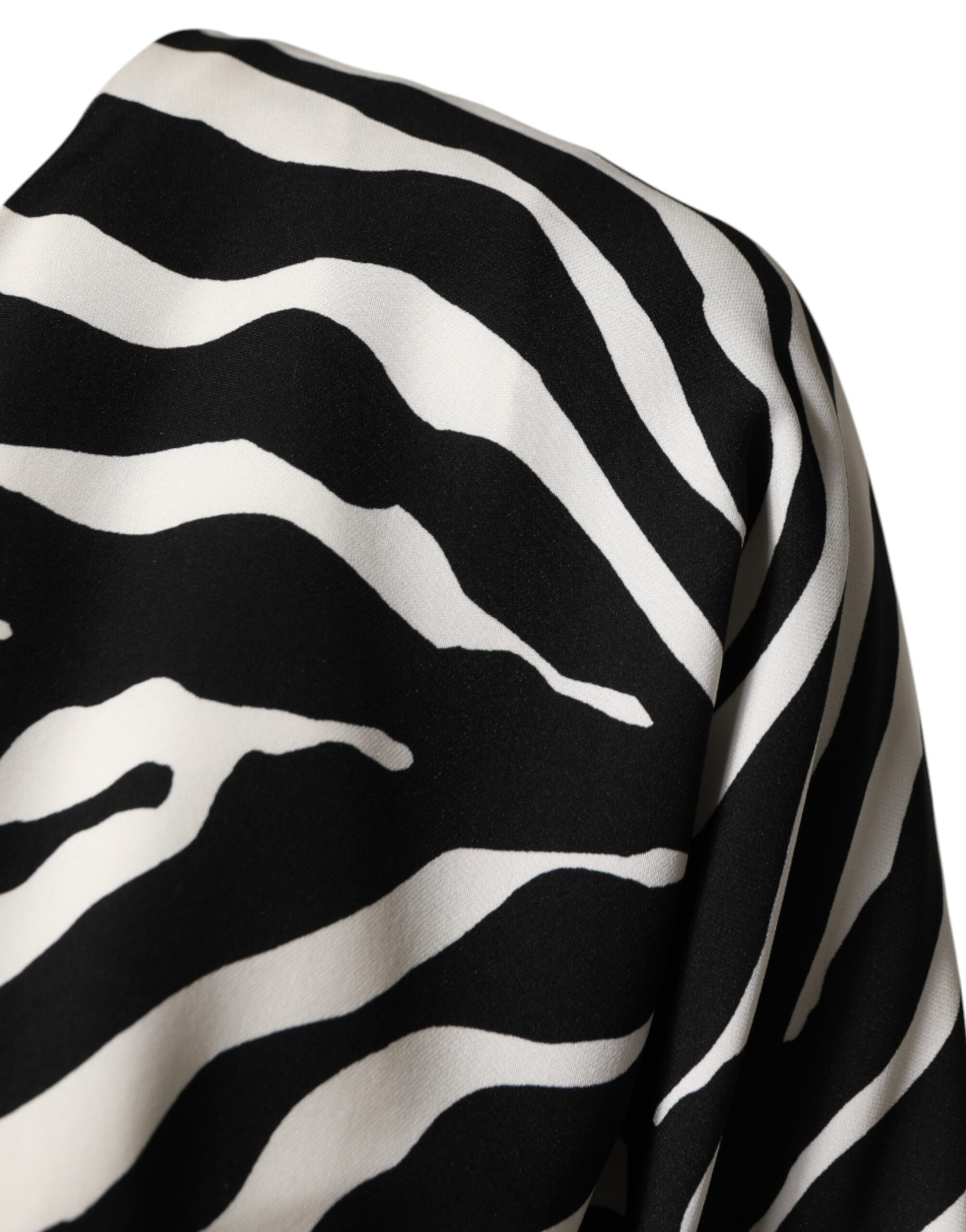 Dolce & Gabbana Black White Zebra Silk Sheath Mini Dress