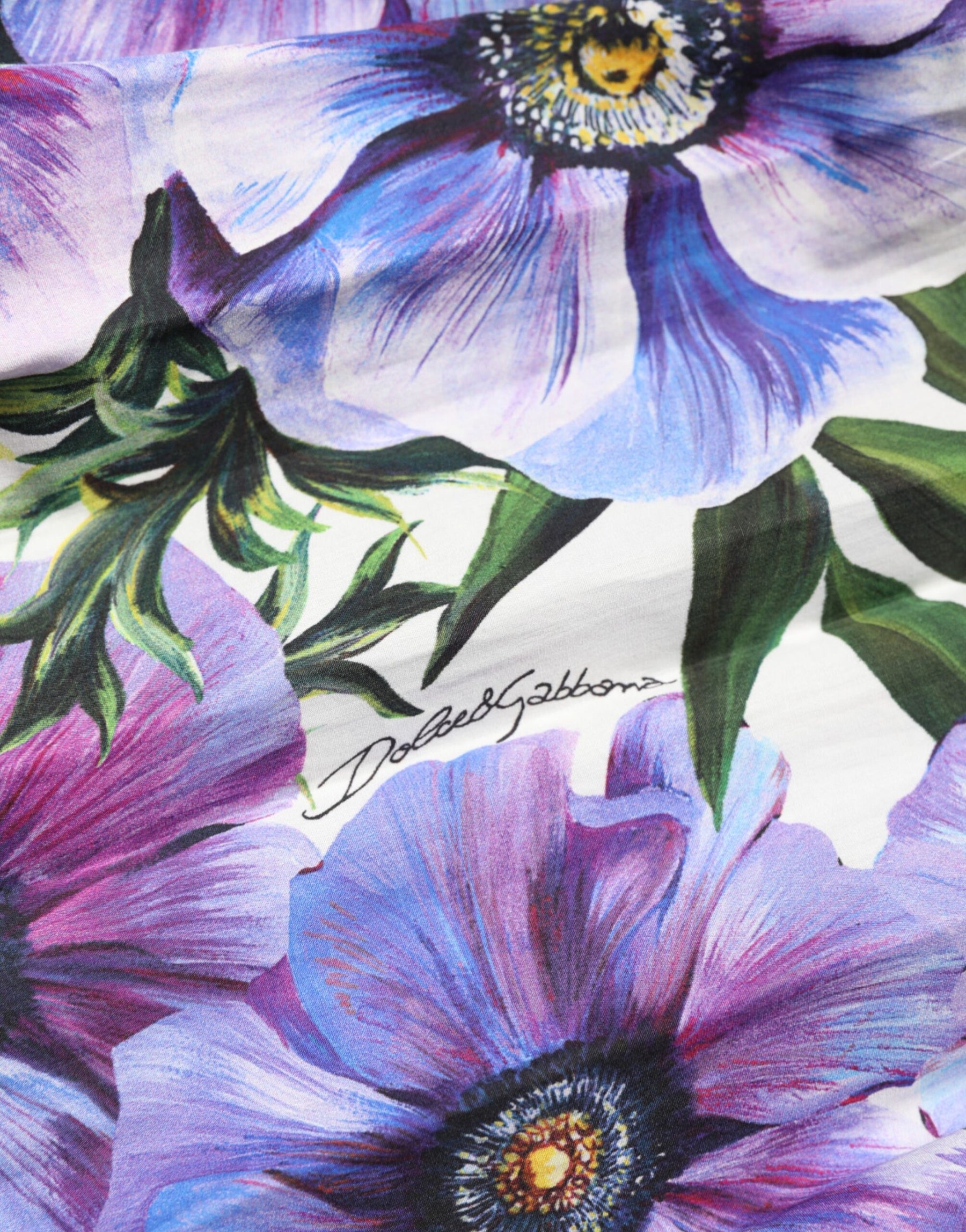 Dolce & Gabbana Purple Anemone Print Pleated Midi Dress | Regal Royce