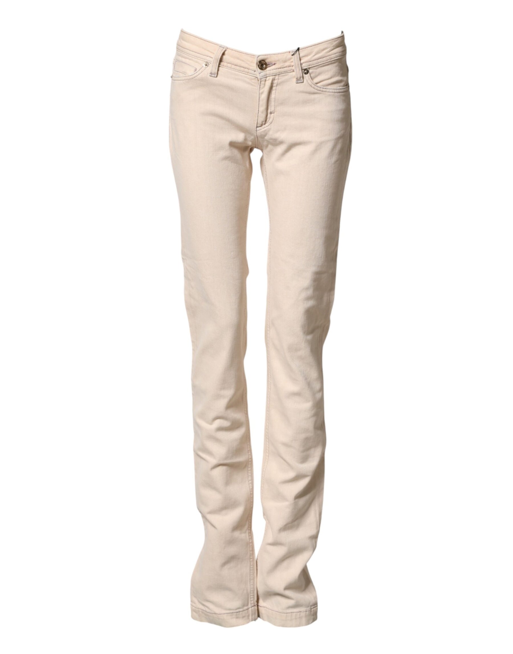 Dolce & Gabbana Beige Low Waist Cotton Slim Fit Denim Trousers Jeans | Regal Royce