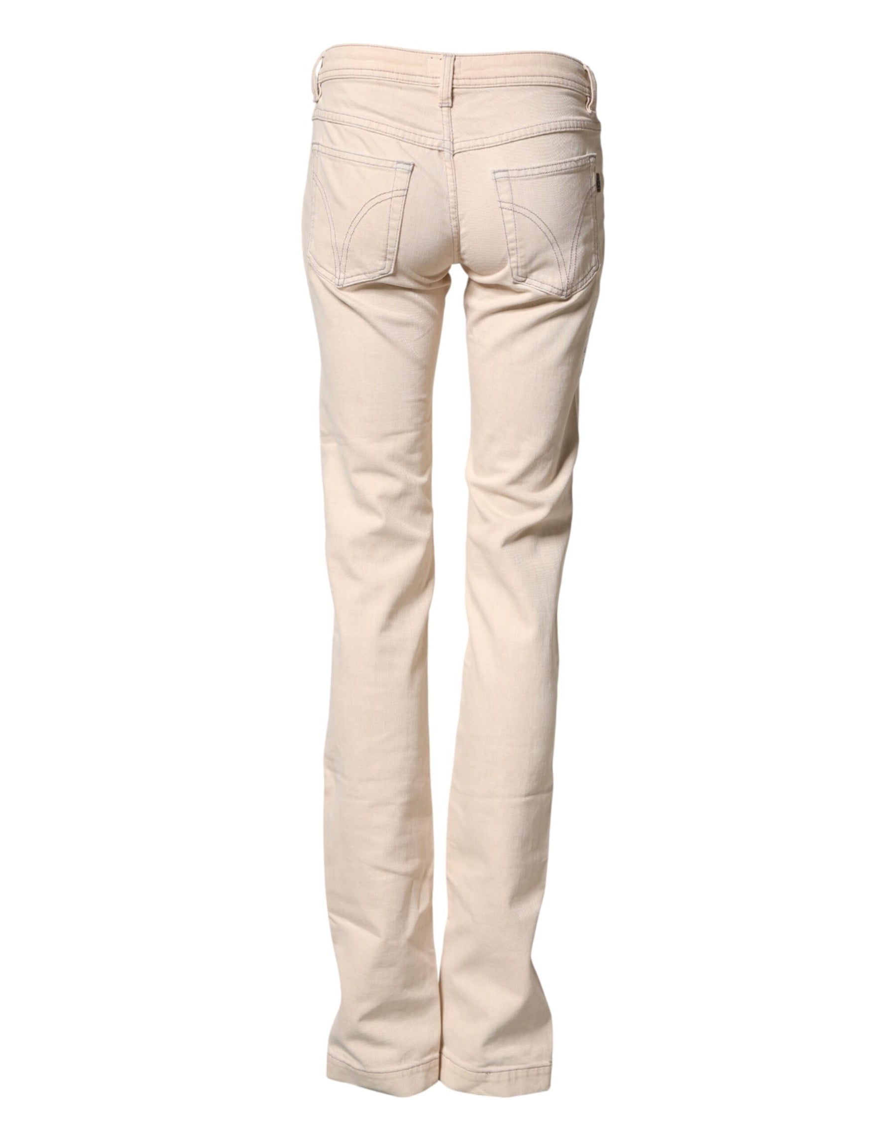 Dolce & Gabbana Beige Low Waist Cotton Slim Fit Denim Trousers Jeans | Regal Royce