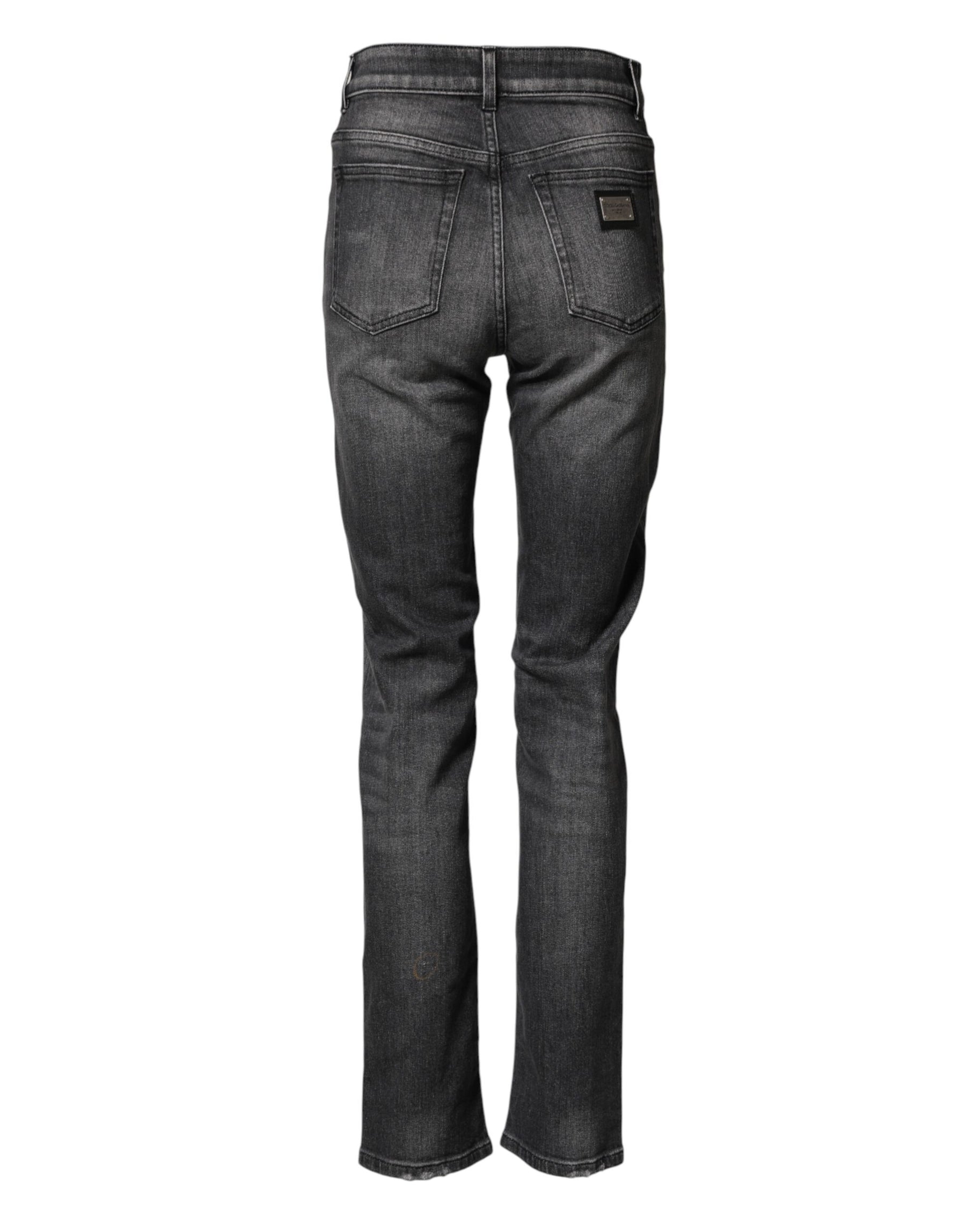 Dolce & Gabbana Gray High Waist Cotton Skinny Denim Jeans | Regal Royce