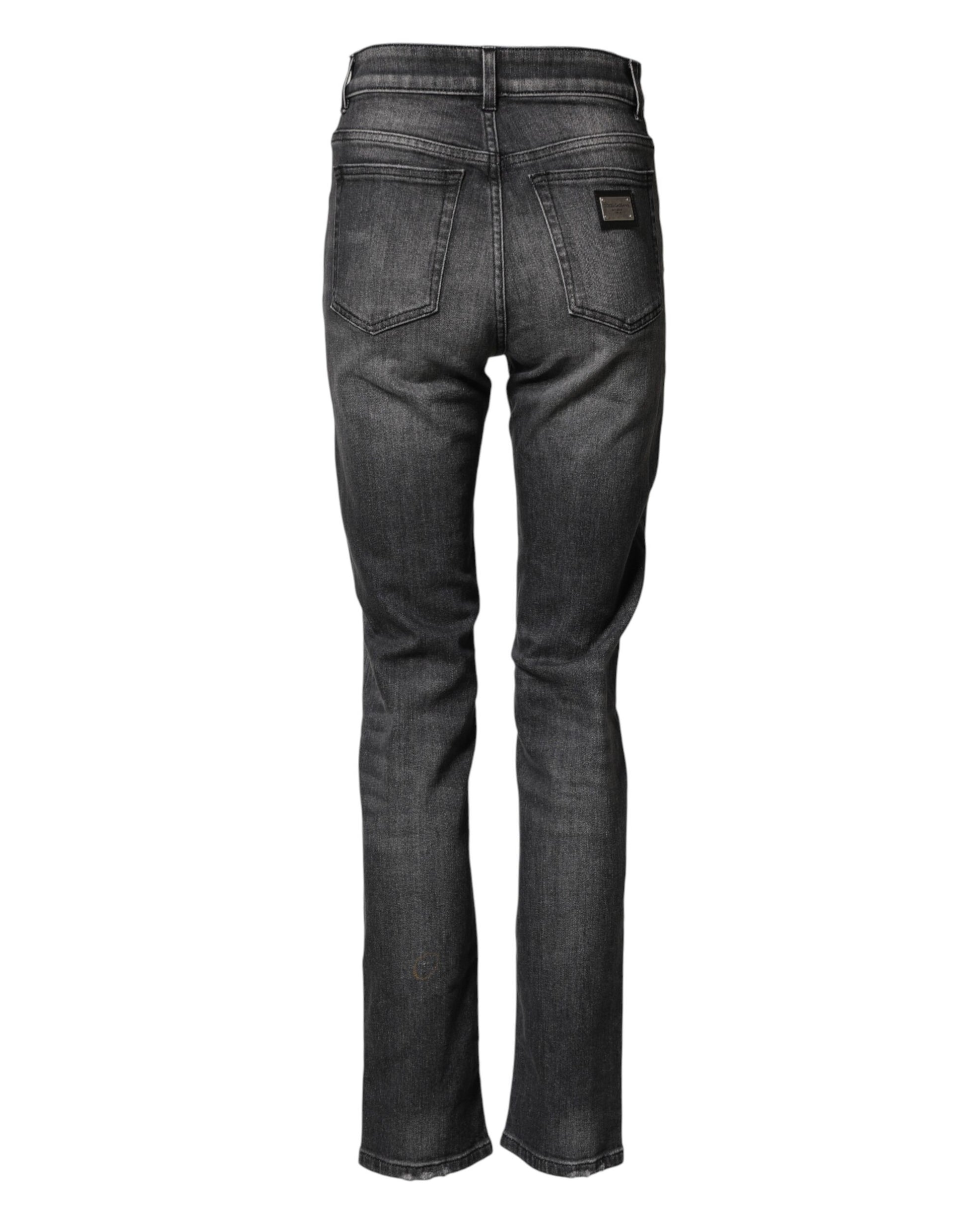 Dolce & Gabbana Gray High Waist Cotton Skinny Denim Jeans
