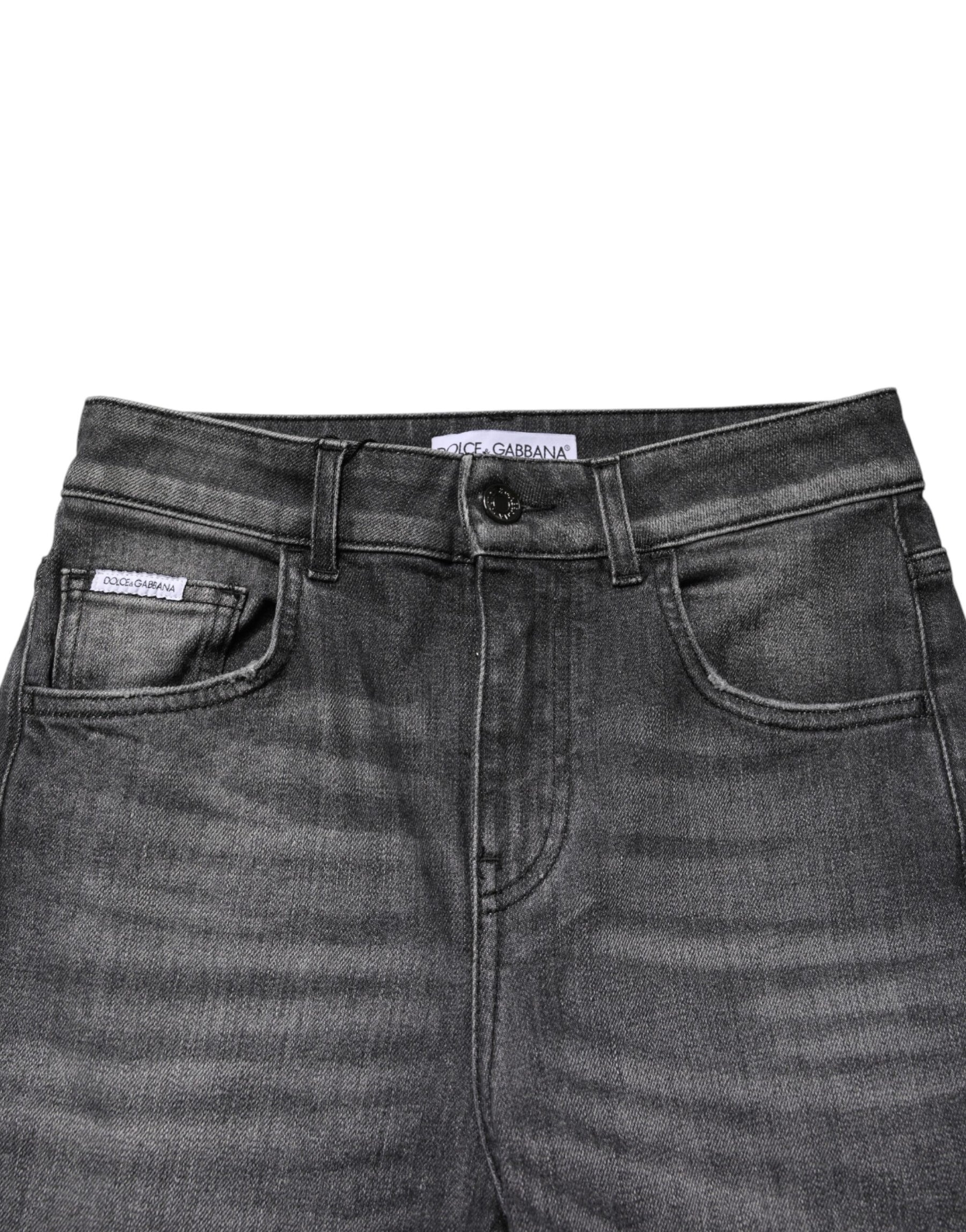 Dolce & Gabbana Gray High Waist Cotton Skinny Denim Jeans | Regal Royce