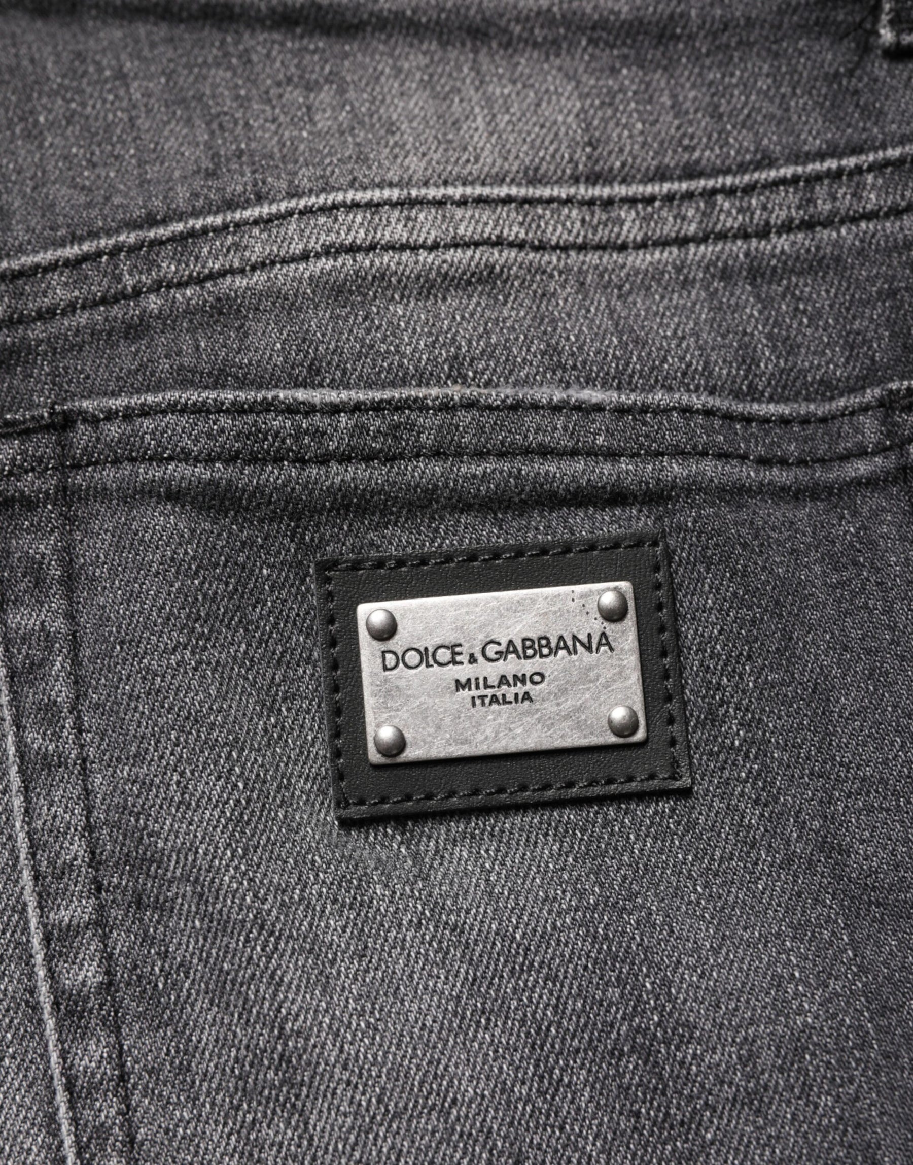 Dolce & Gabbana Gray High Waist Cotton Skinny Denim Jeans | Regal Royce