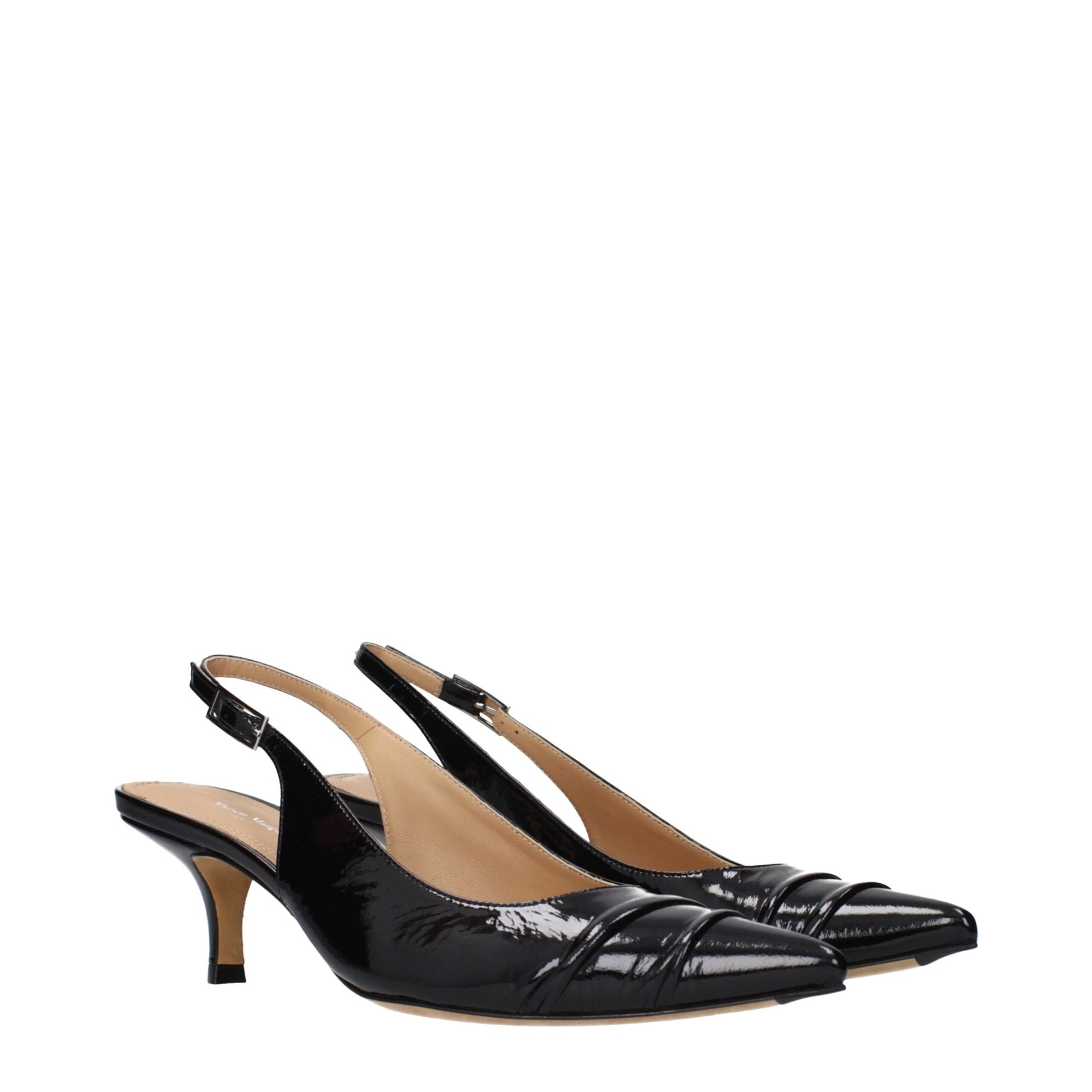 Maison Margiela Black Leather Mid Heel Pumps | Regal Royce