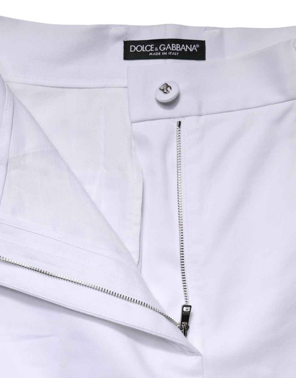 Dolce & Gabbana White Cotton High Waist WideLeg Cropped Pants