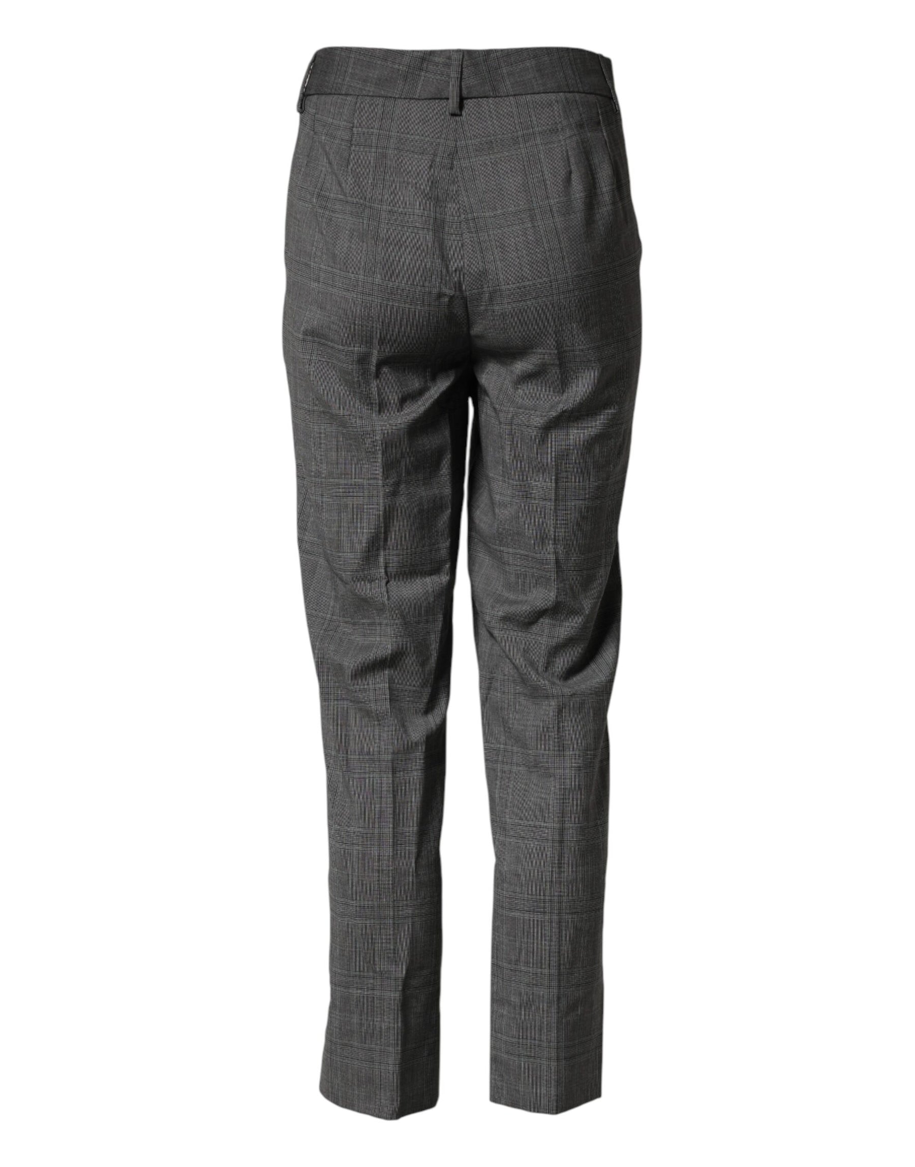 Dolce & Gabbana Dark Gray Check Tartan VirginWool Dress Pants | Regal Royce