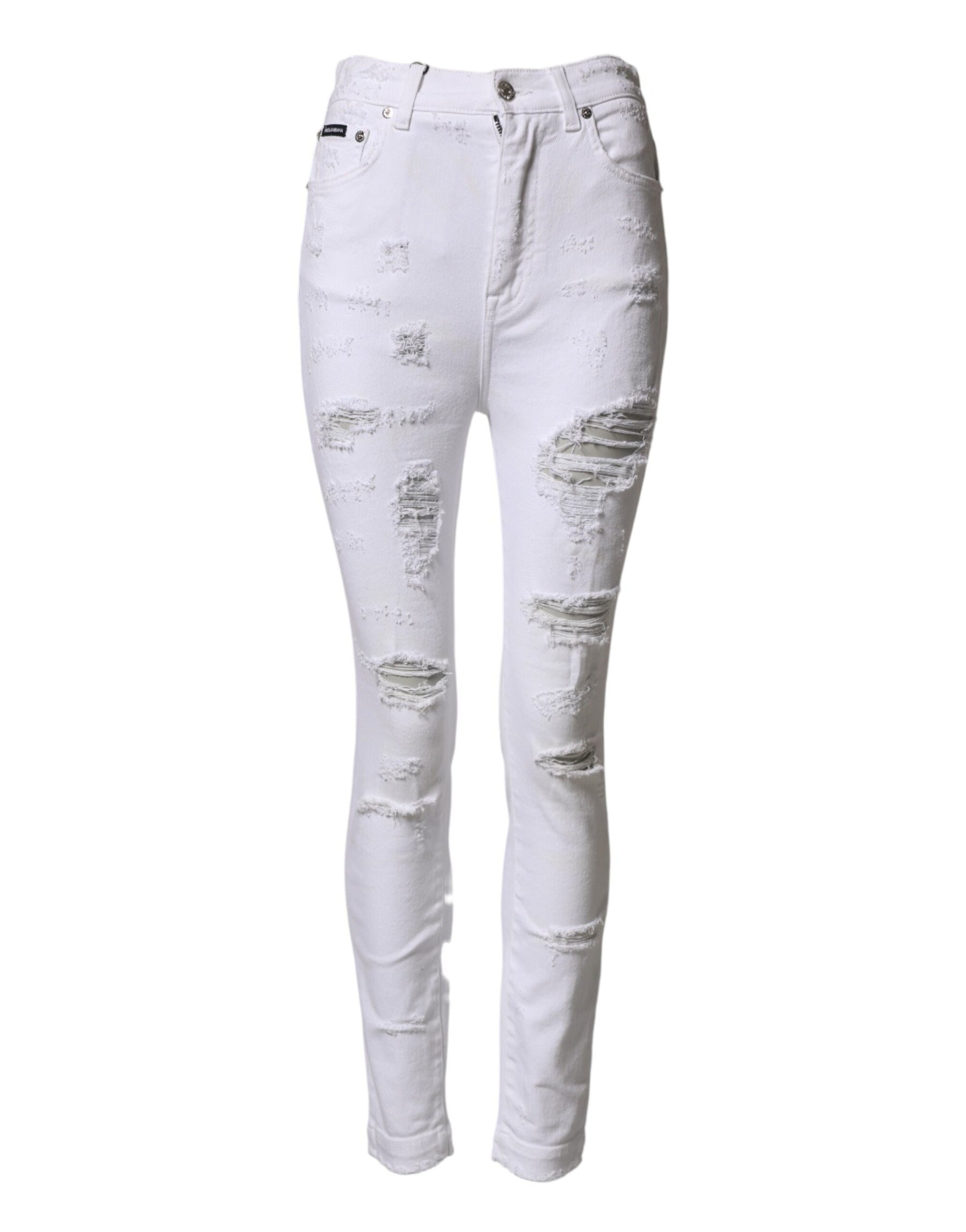Dolce & Gabbana White Distressed High Waist Denim Jeans | Regal Royce