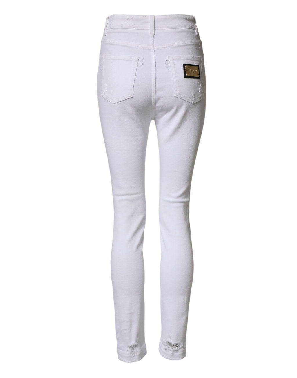 Dolce & Gabbana White Distressed High Waist Denim Jeans