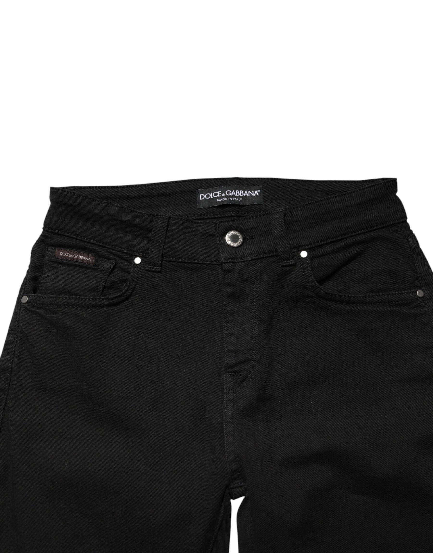 Dolce & Gabbana Black Cotton Skinny Mid Waist Denim Jeans | Regal Royce