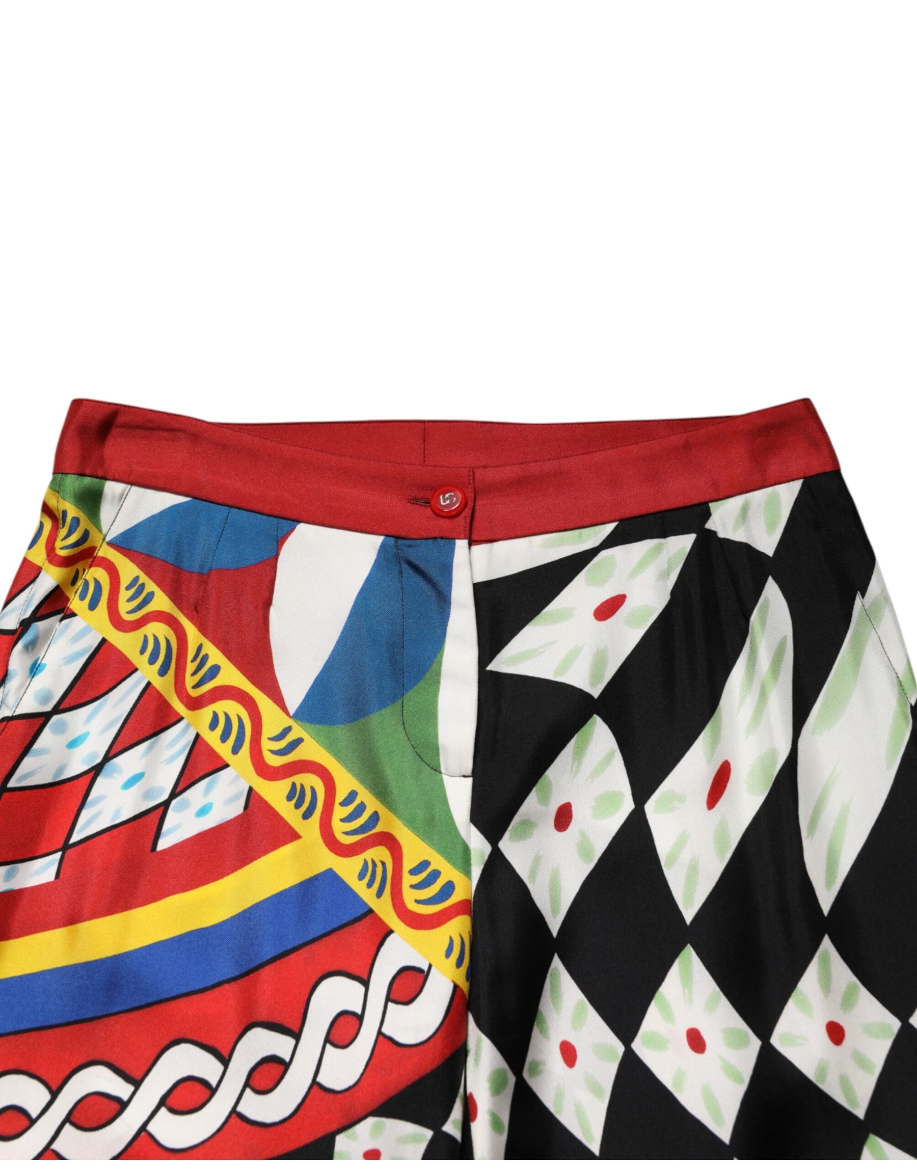 Dolce & Gabbana Multicolor Carretto Pattern Straight Pants | Regal Royce