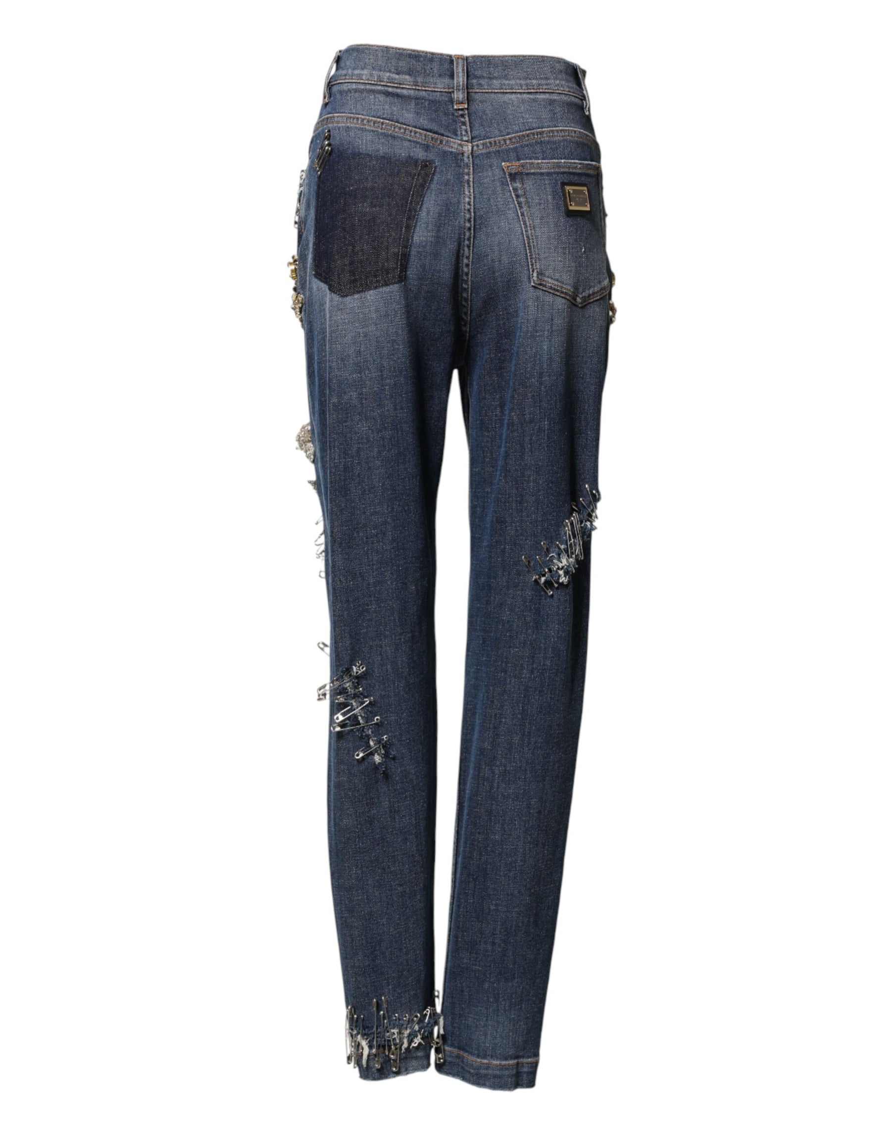 Dolce & Gabbana Blue Cotton Rhinestone Embellish Denim Jeans | Regal Royce