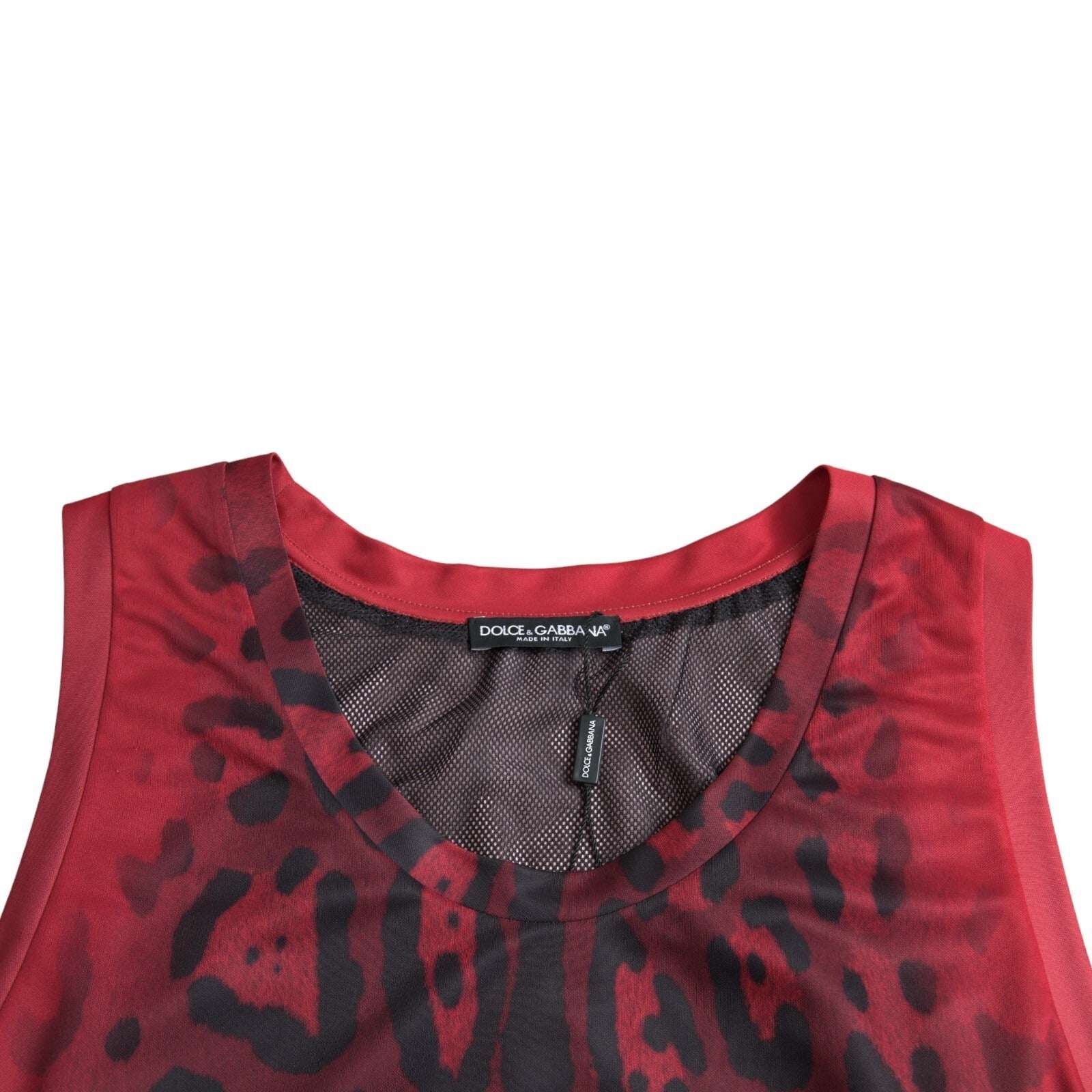 Dolce & Gabbana Red Leopard Print Sleeveless Men Tank T-shirt | Regal Royce