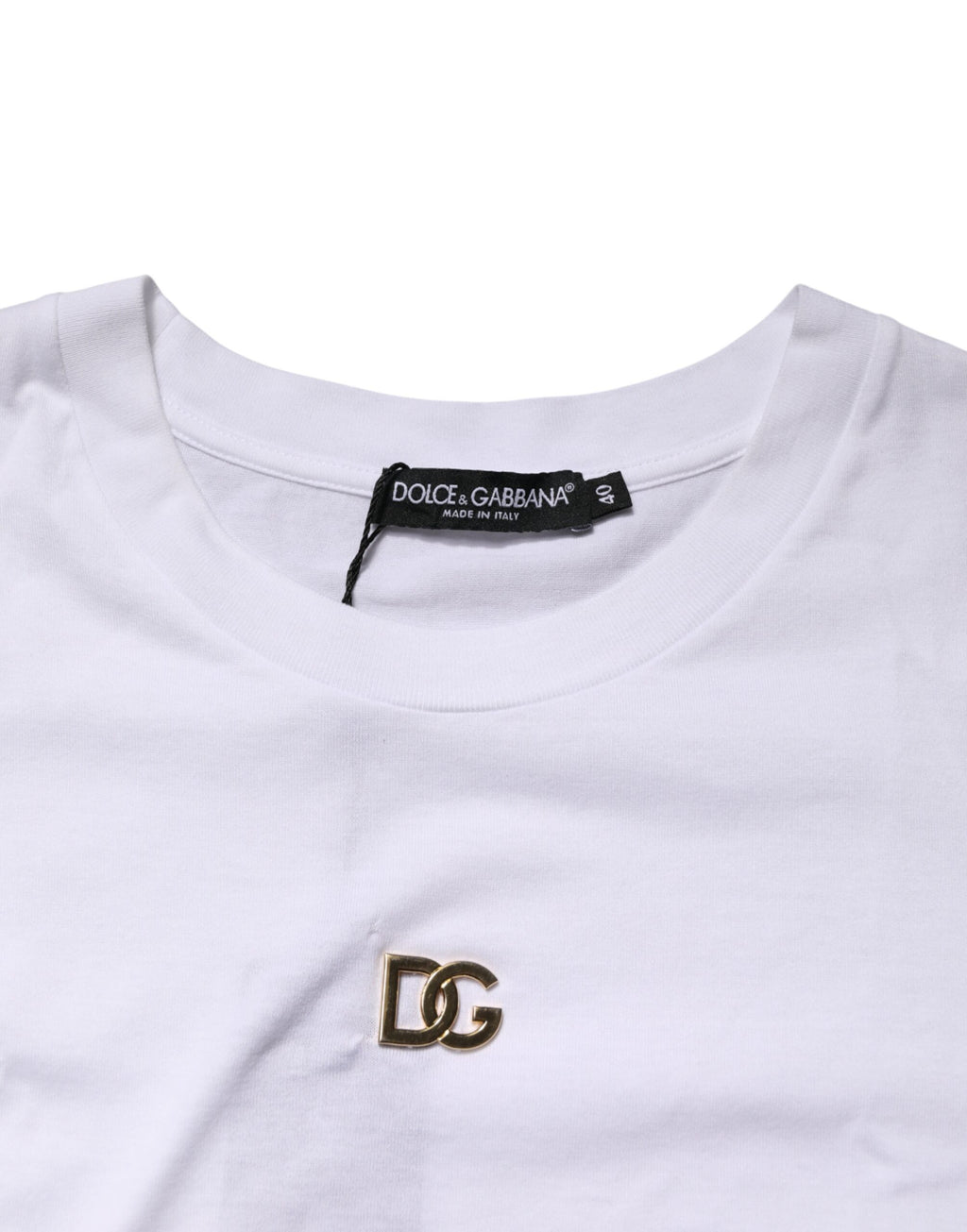 Dolce & Gabbana White DG Logo Crew Neck Short Sleeves  T-shirt